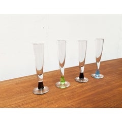 Set of 4 German Champagne Glasses by Regina Kaufmann for Glashagen Hütte