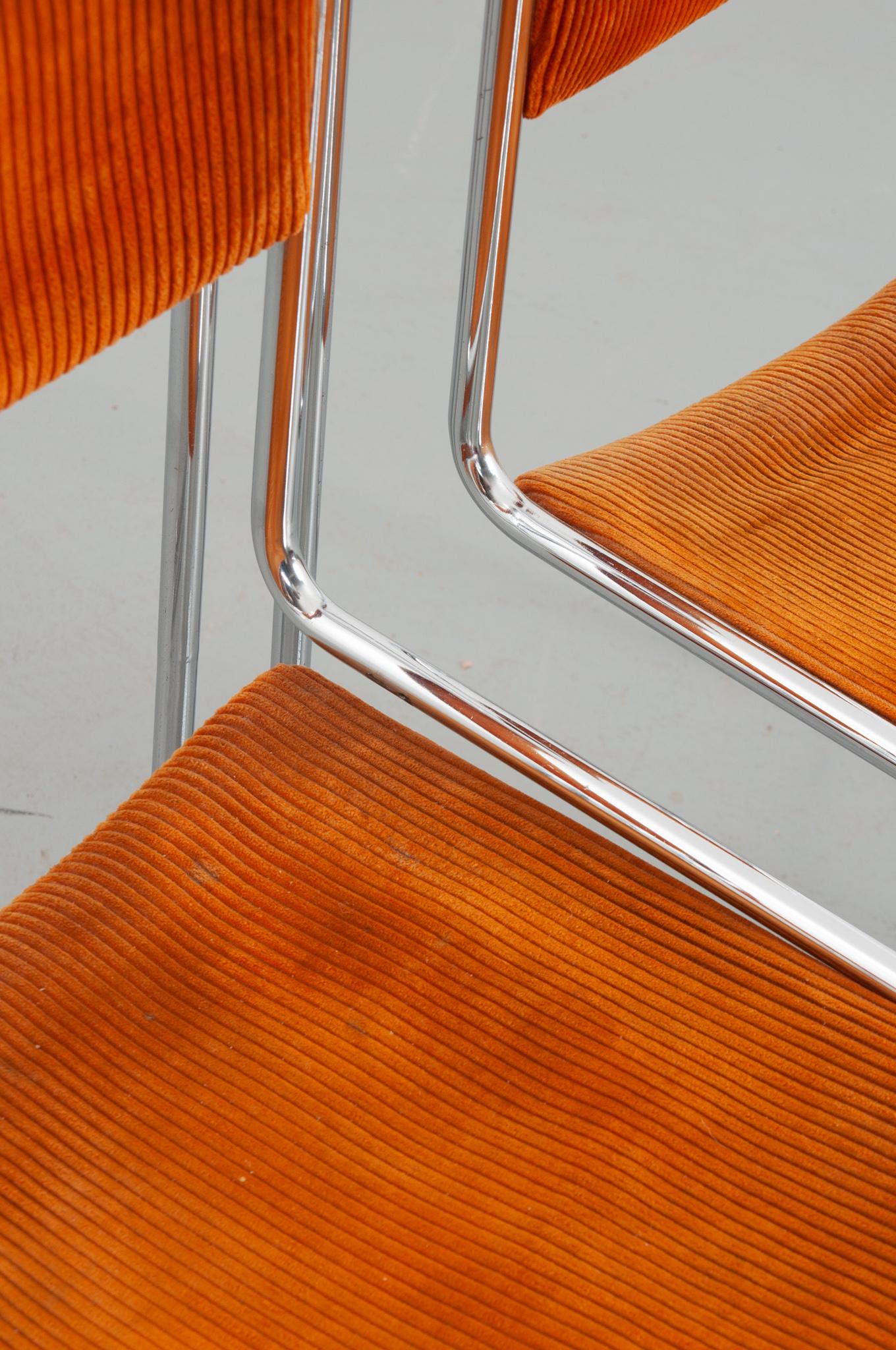 Metal Set of 4 German Mid-Century Modern Dining Chairs