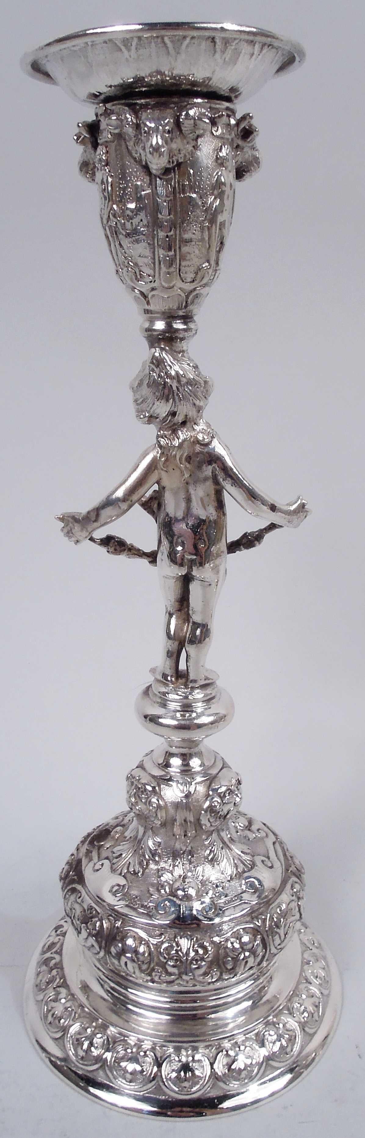 Set of 4 German Rococo Classical Silver Figural Candlesticks In Good Condition In New York, NY