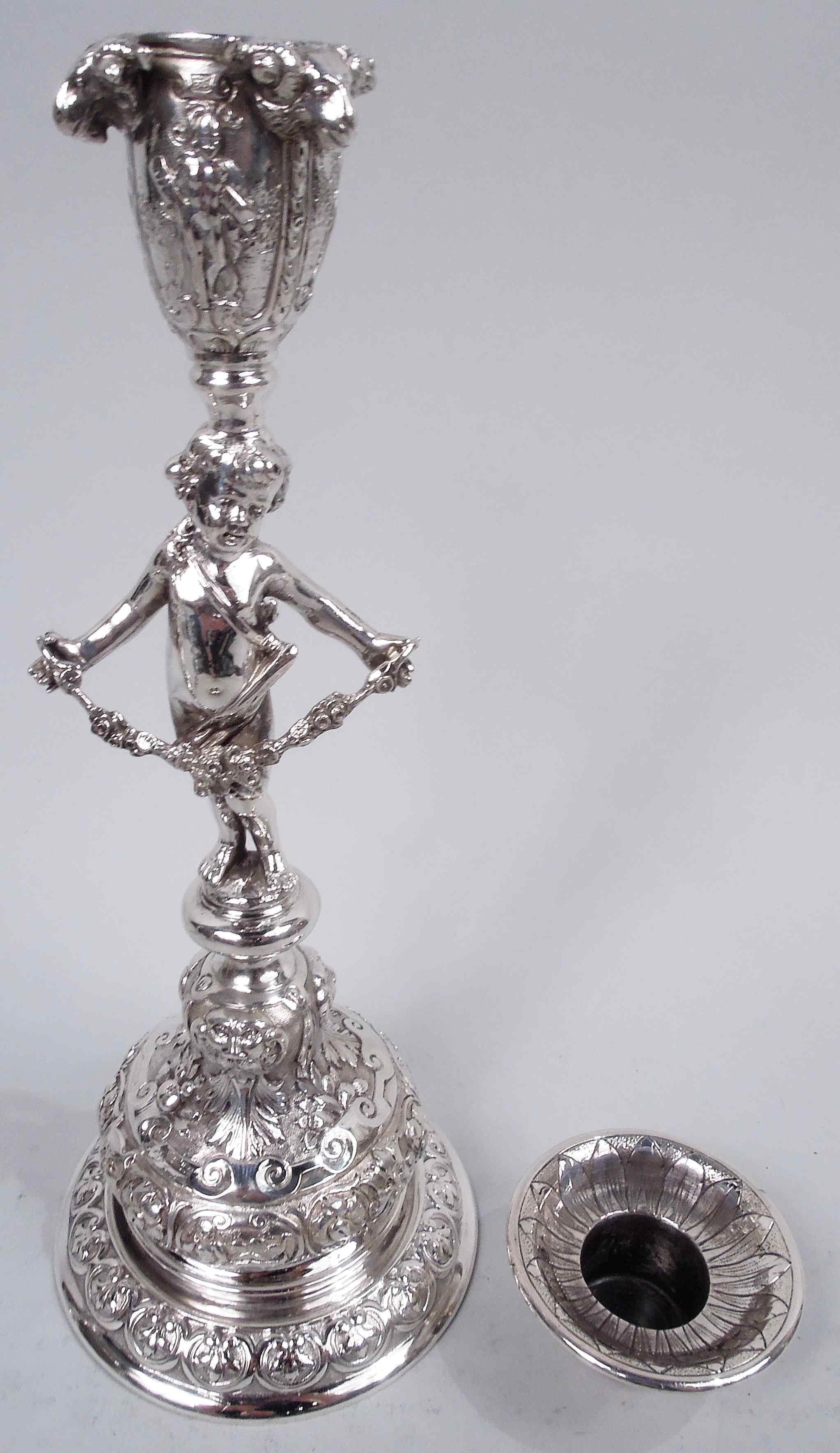Set of 4 German Rococo Classical Silver Figural Candlesticks 1