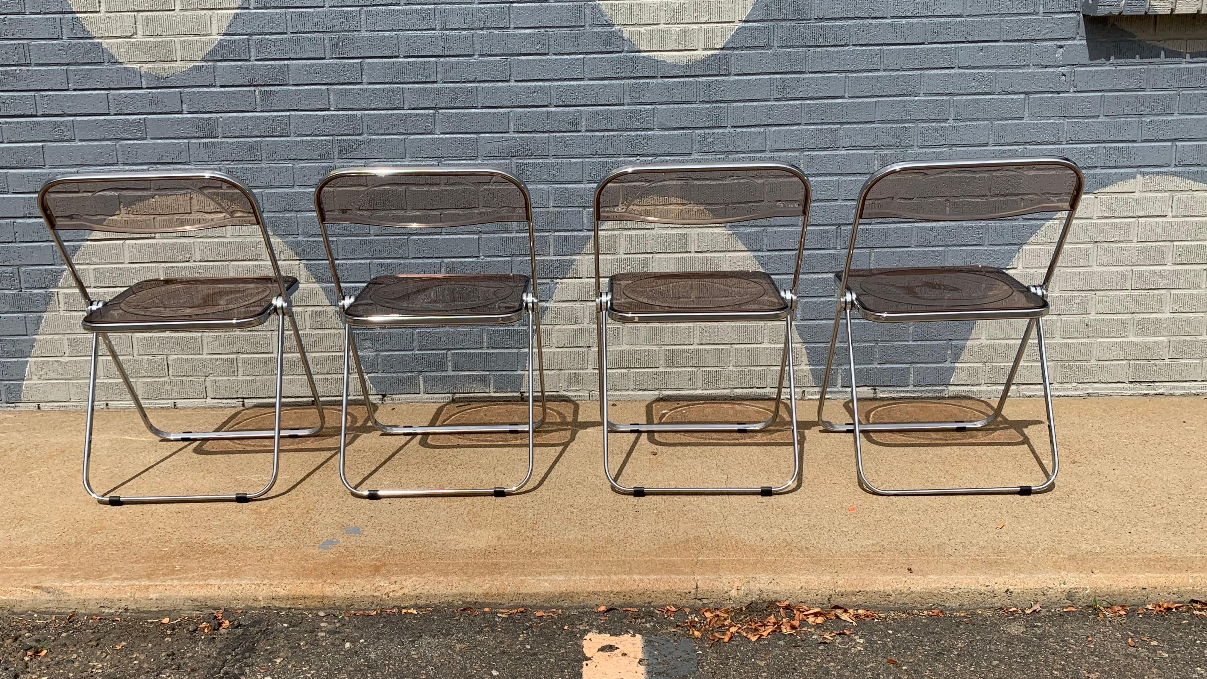 Chrome Ensemble de 4 chaises pliantes Giancarlo Piretti 
