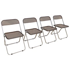 Set of 4 Giancarlo Piretti "Plia" Folding Chairs for Anonima Castelli, 1970s