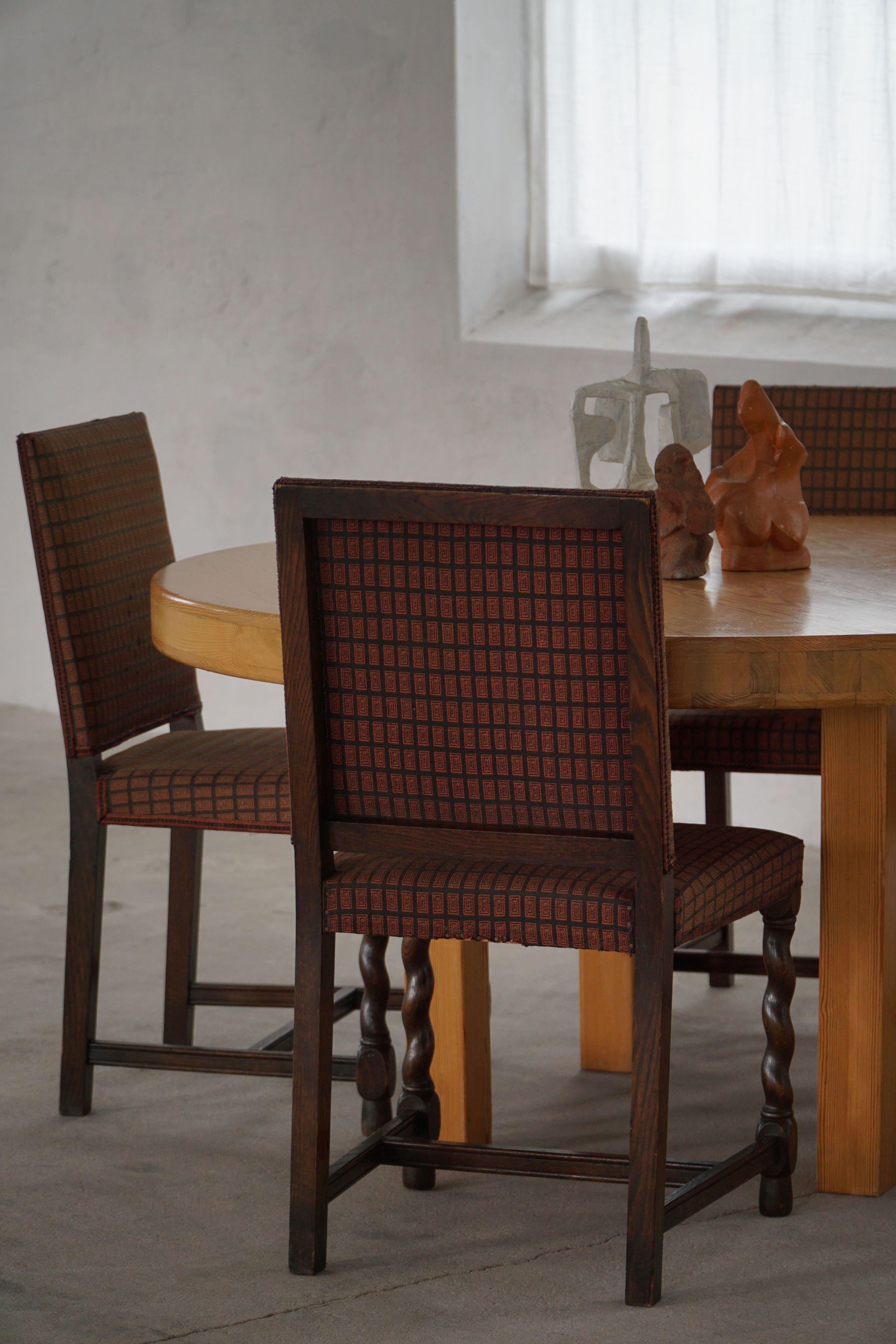 Ensemble de 4 chaises de salle à manger en Oak, Nordiska Kompaniet, Suède moderne, 1923 en vente 5