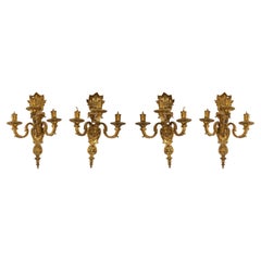 Set of 4 Gilt Bronze Wall Lights