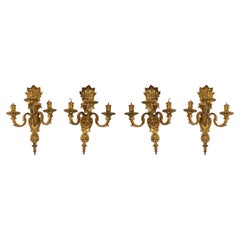 Antique Set of 4 Gilt Bronze Wall Lights