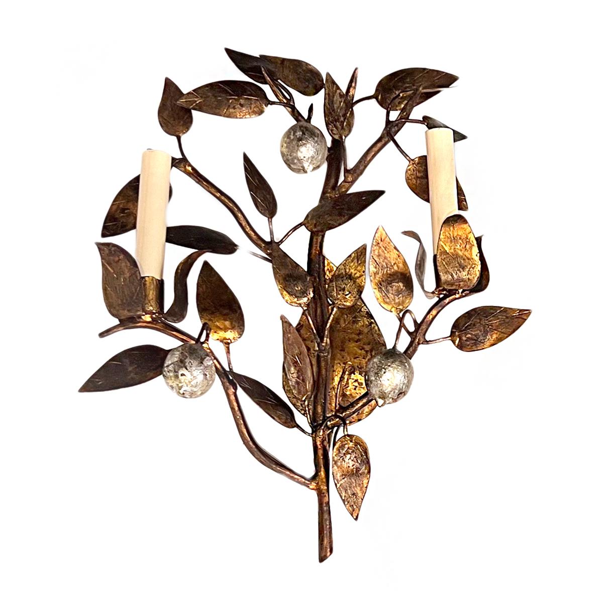 Italian Set of 4 Gilt Foliage Sconces, Sold per Pair For Sale