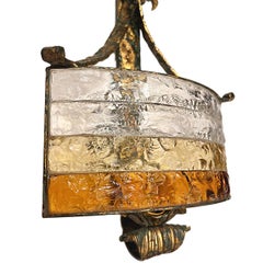Set of 4 Gilt Sconces with Glass, Sold per Pair