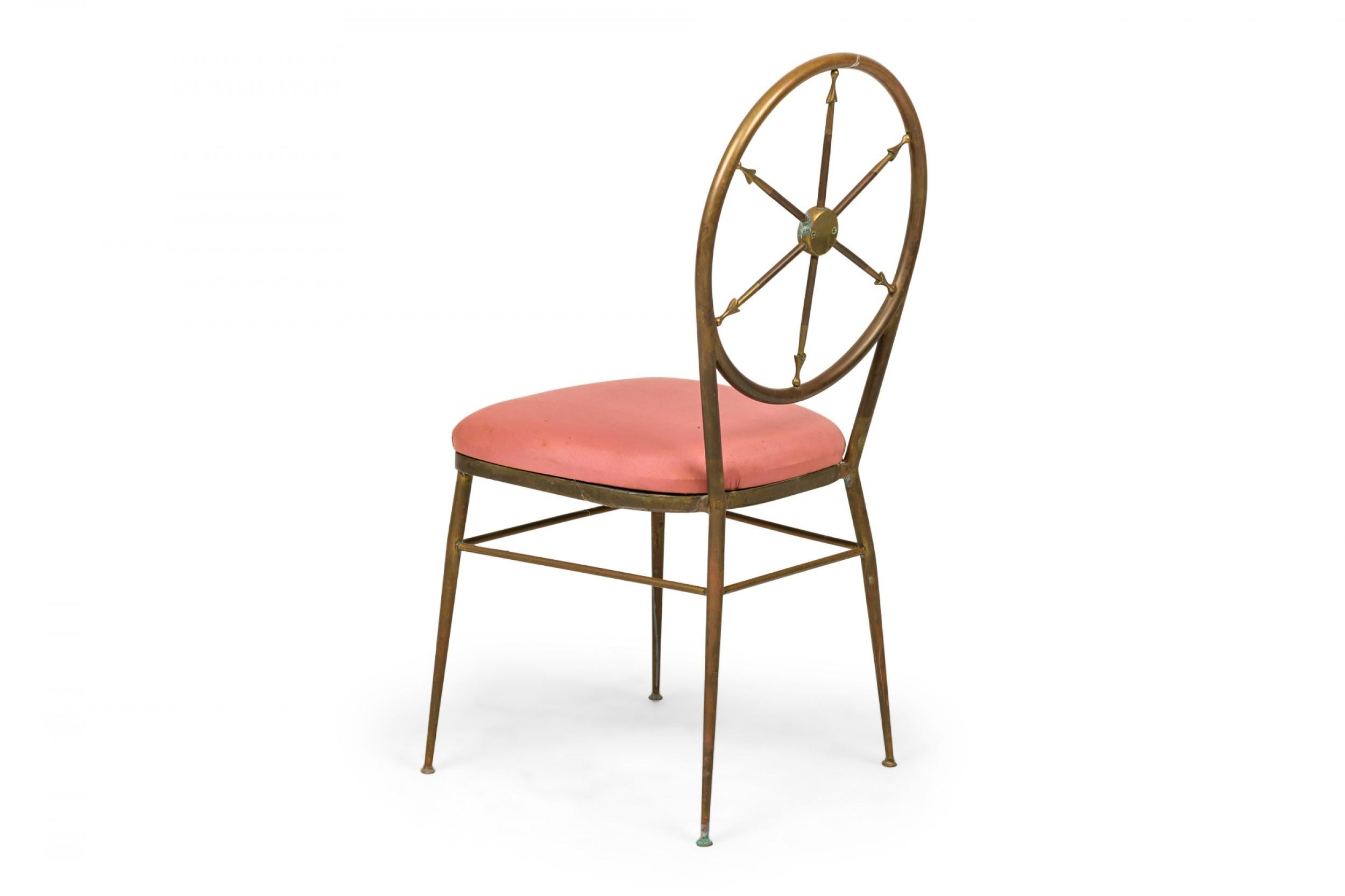 Set of 4 Gio Ponti Italian Mid-Century Ships Wheel Brass Frame Chairs For Sale 3