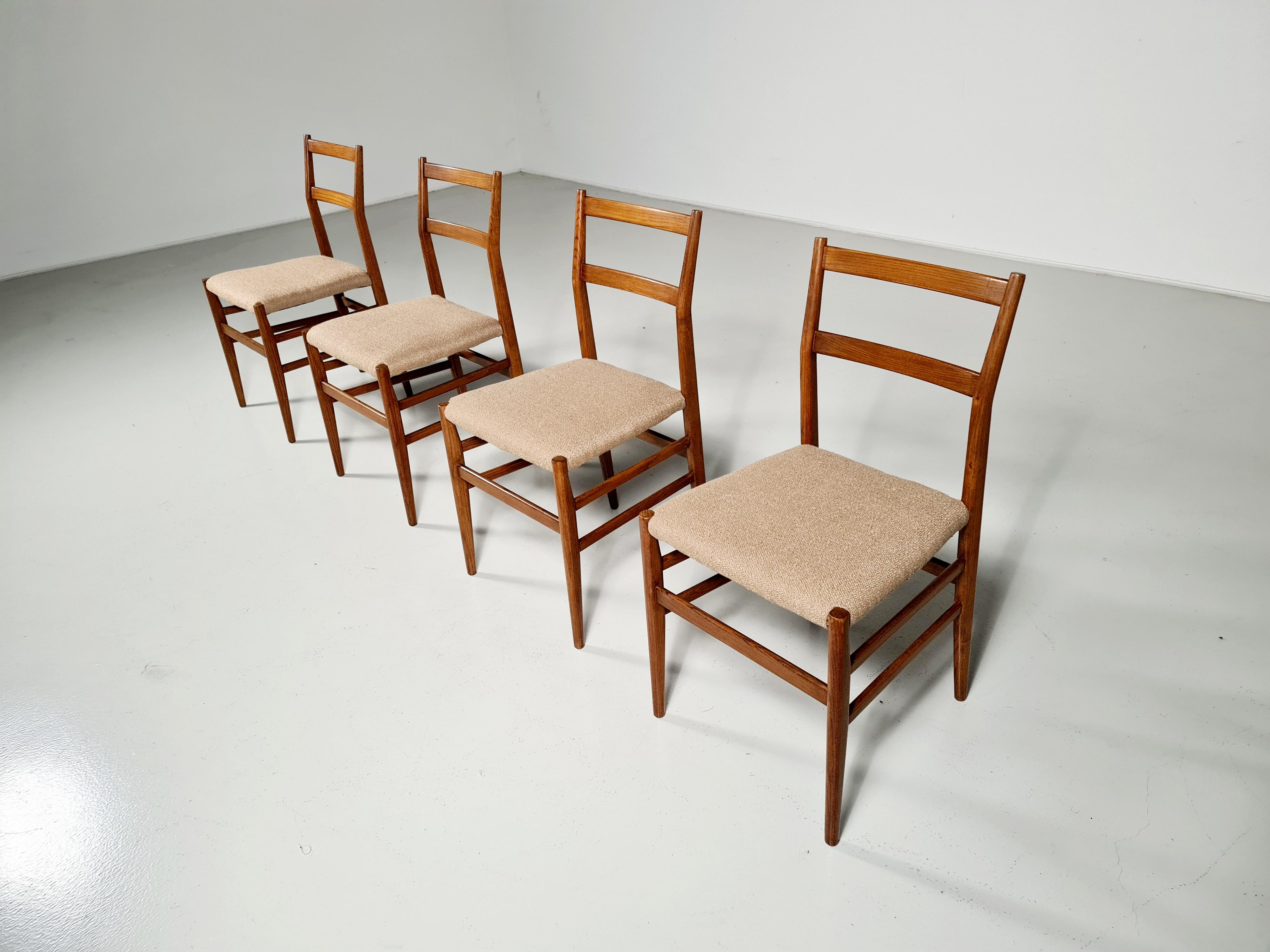 European Set of 4 Gio Ponti Leggera Chairs by Cassina, Italy, 1952