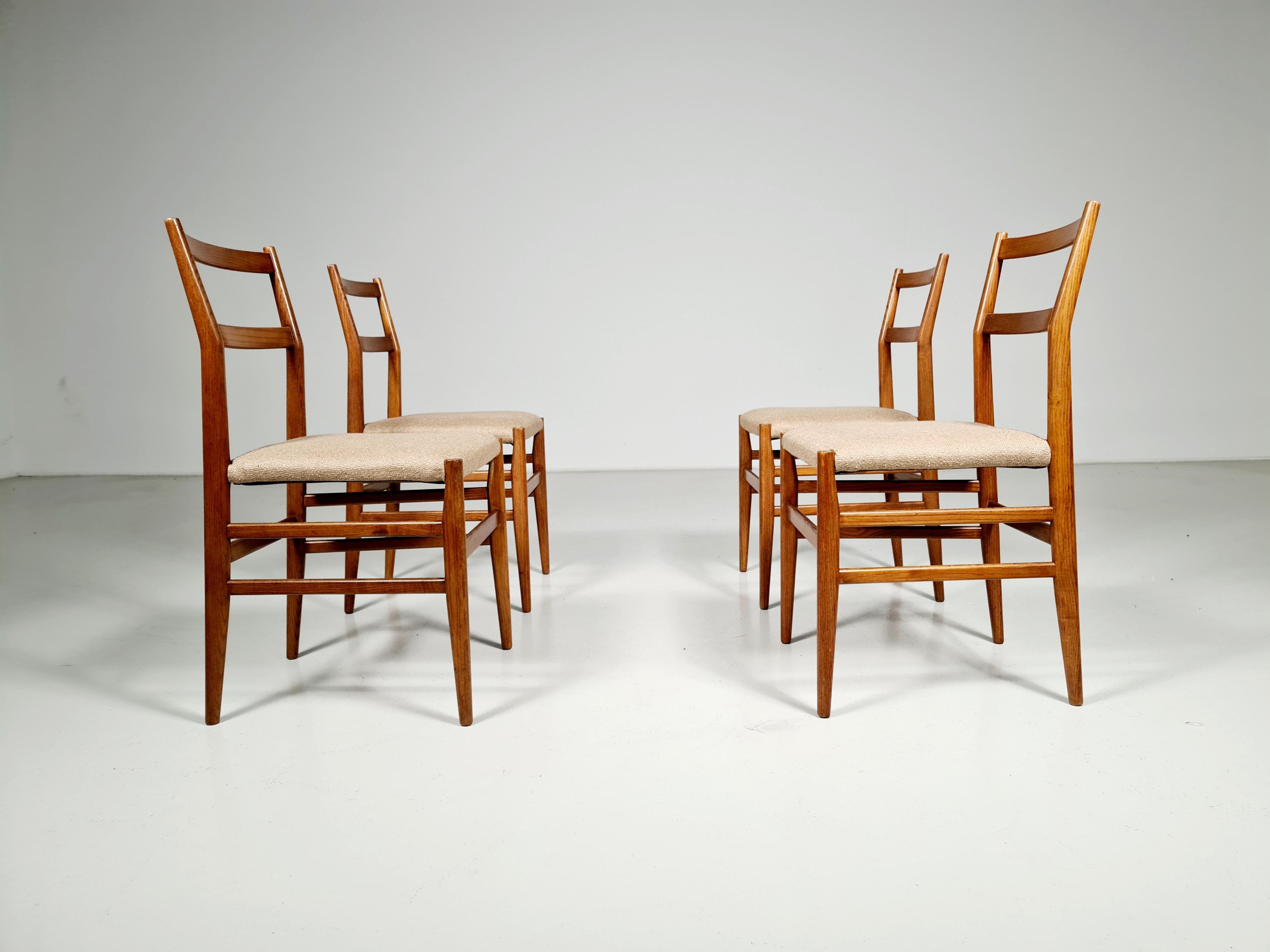 Set of 4 Gio Ponti Leggera Chairs by Cassina, Italy, 1952 In Good Condition In amstelveen, NL