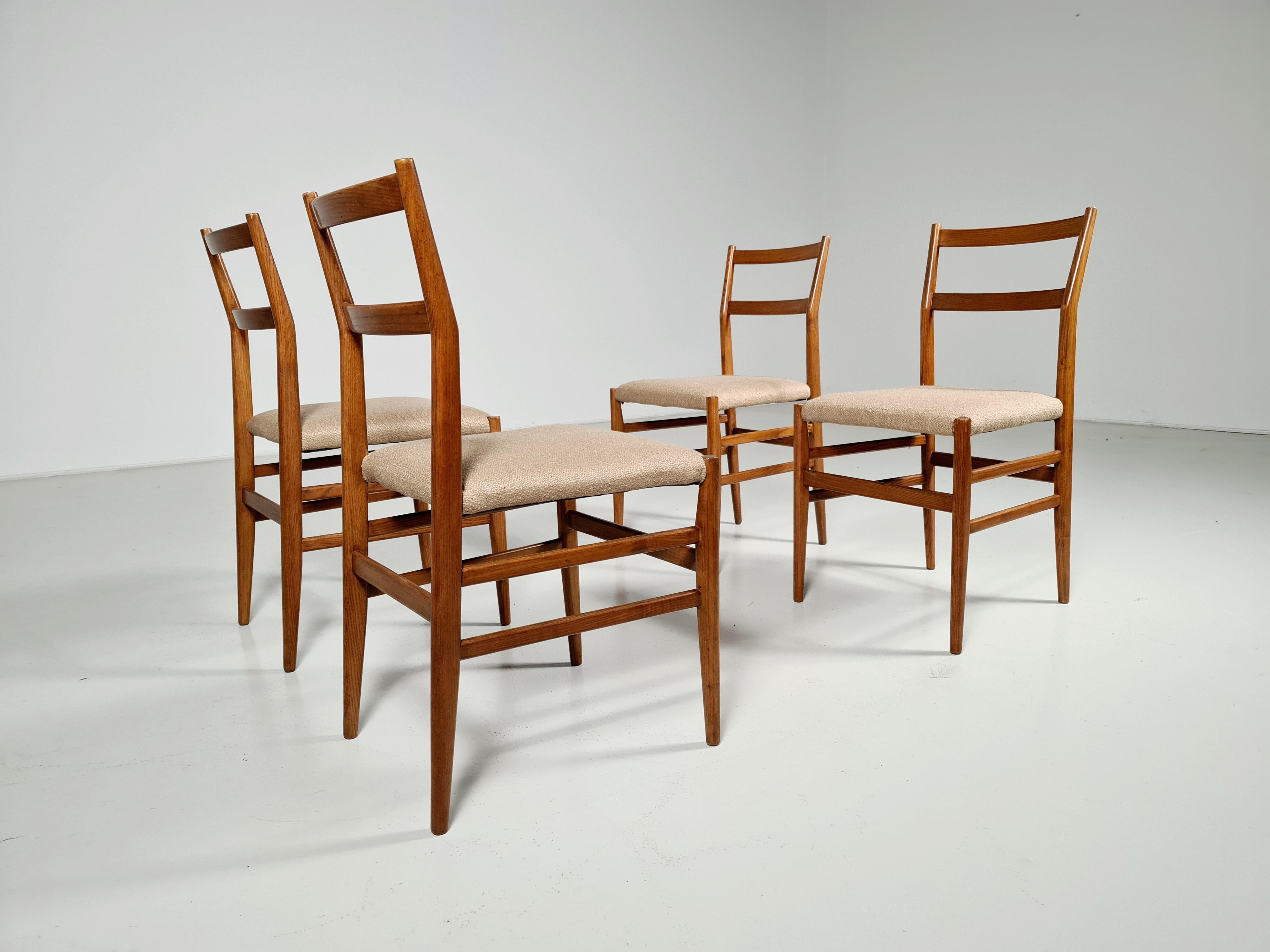 Ash Set of 4 Gio Ponti Leggera Chairs by Cassina, Italy, 1952