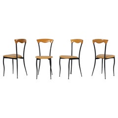 Set of 4 Gio Ponti Style "Isoline" Dining Chairs by Fasem, Italia, 1980s