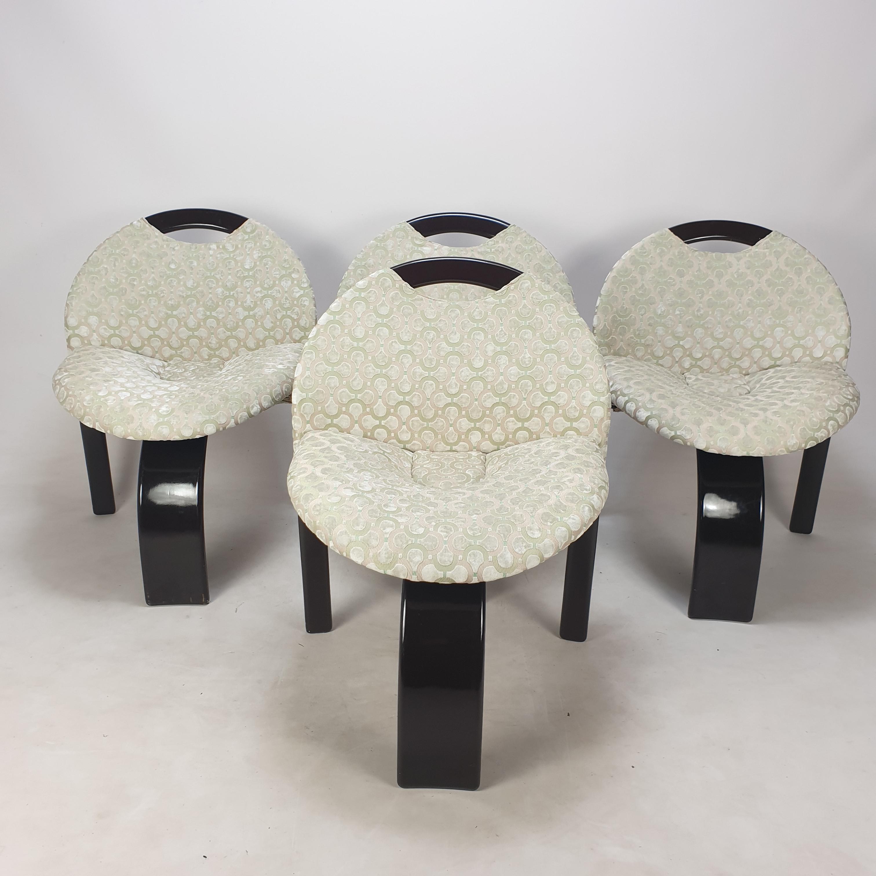 Mid-Century Modern Ensemble de 4 chaises à voile Giovanni Offredi de Saporiti, Italie, 1973 en vente