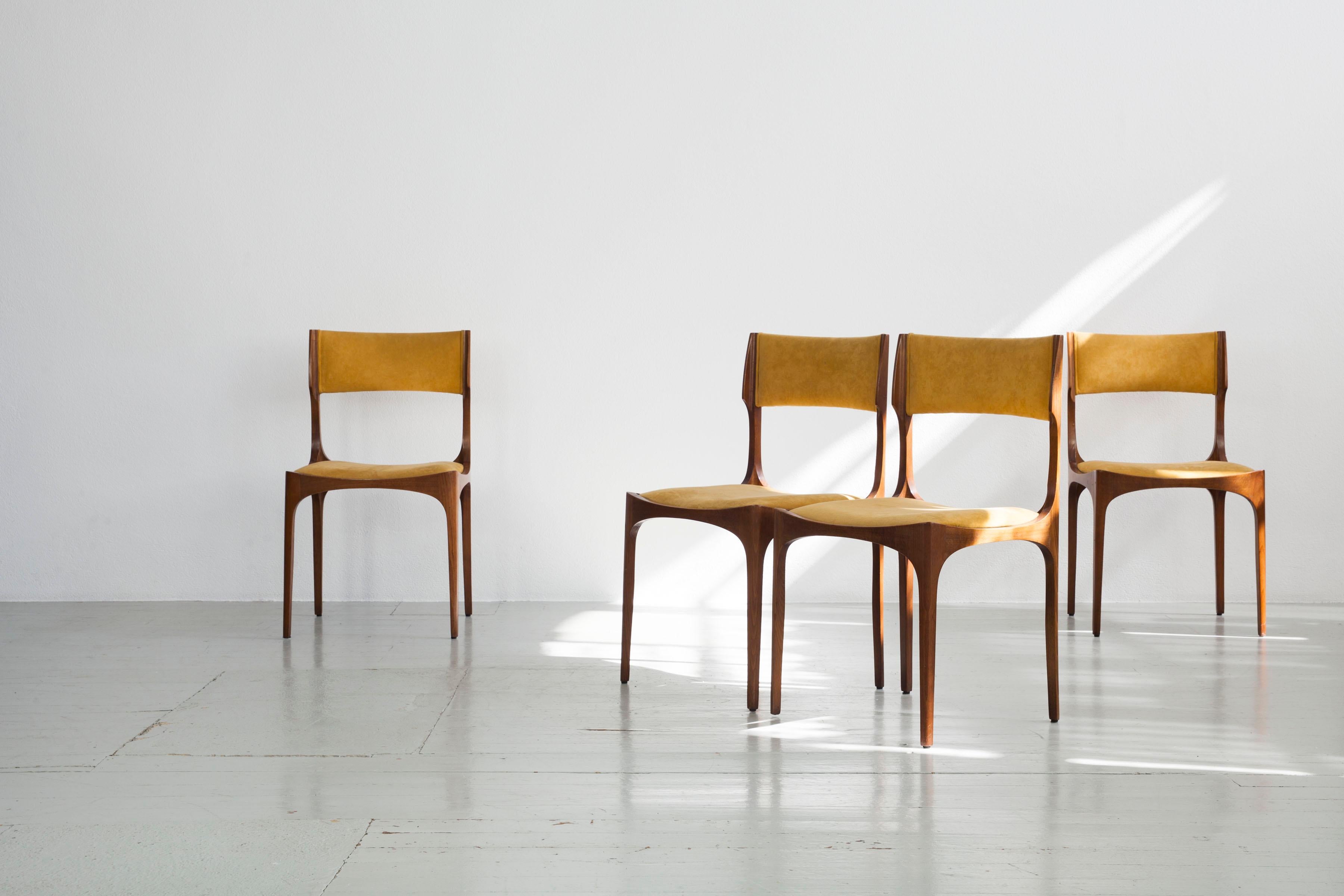 Mid-Century Modern Set of 4 Giuseppe Gibelli Elisabetta Chairs, Sormani, Italy, 1963