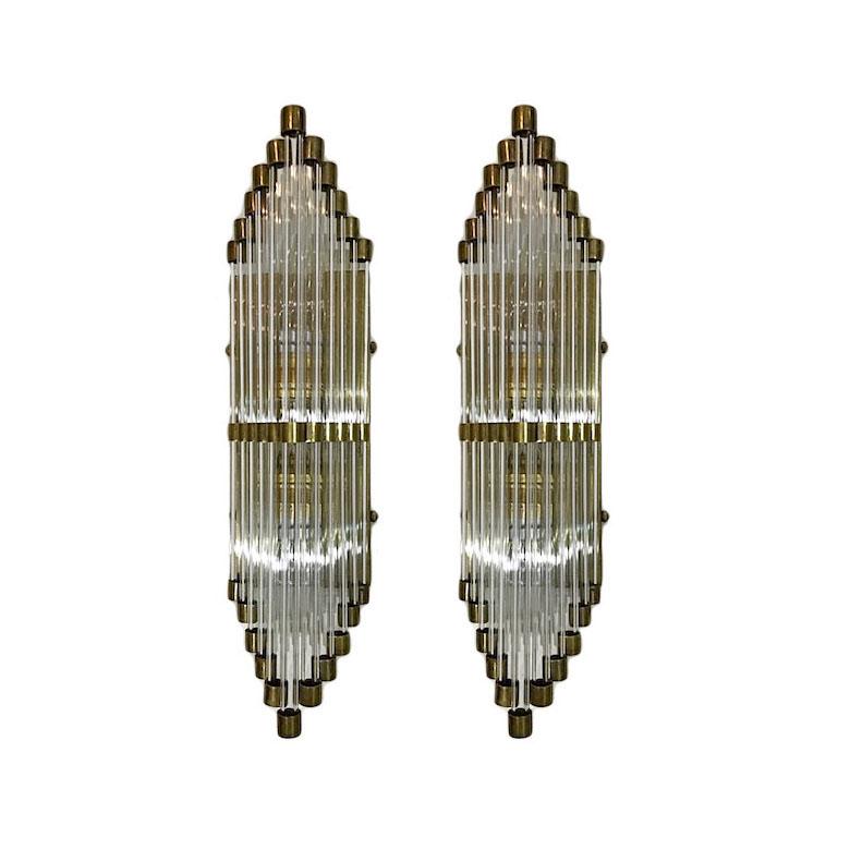 Set of Glass Art Deco Style Sconces, Sold in pairs