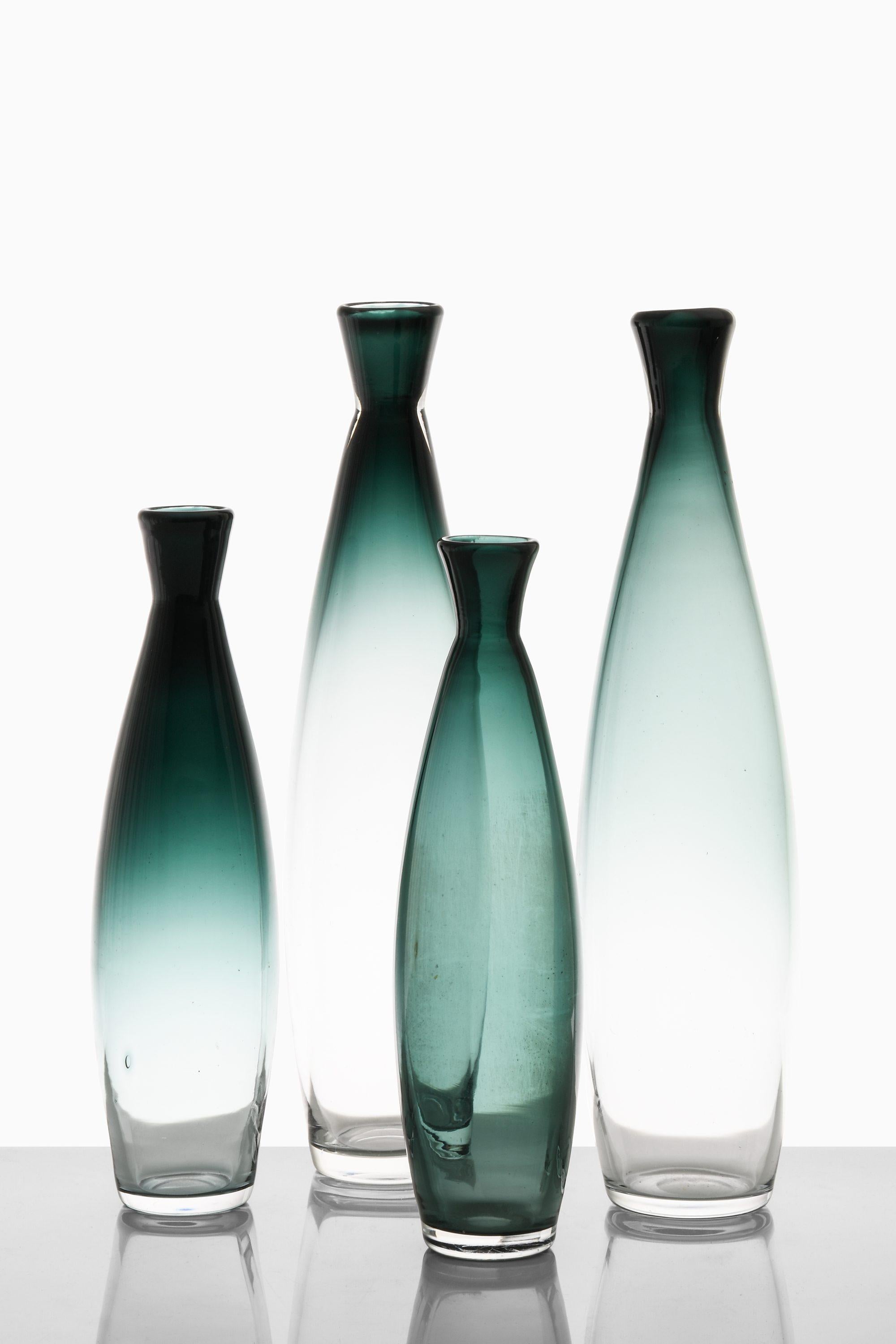 Swedish Set of 4 Glass Vases by Bengt Orup, 1960’s For Sale