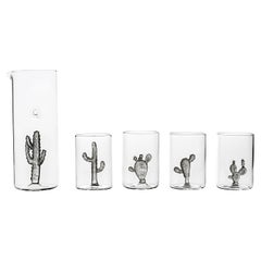 Set of 4 Glasses and 1 Jug Cactus Collection