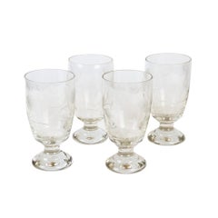Set of 4 Glasses with Floral Decoration, circa 1920-1930