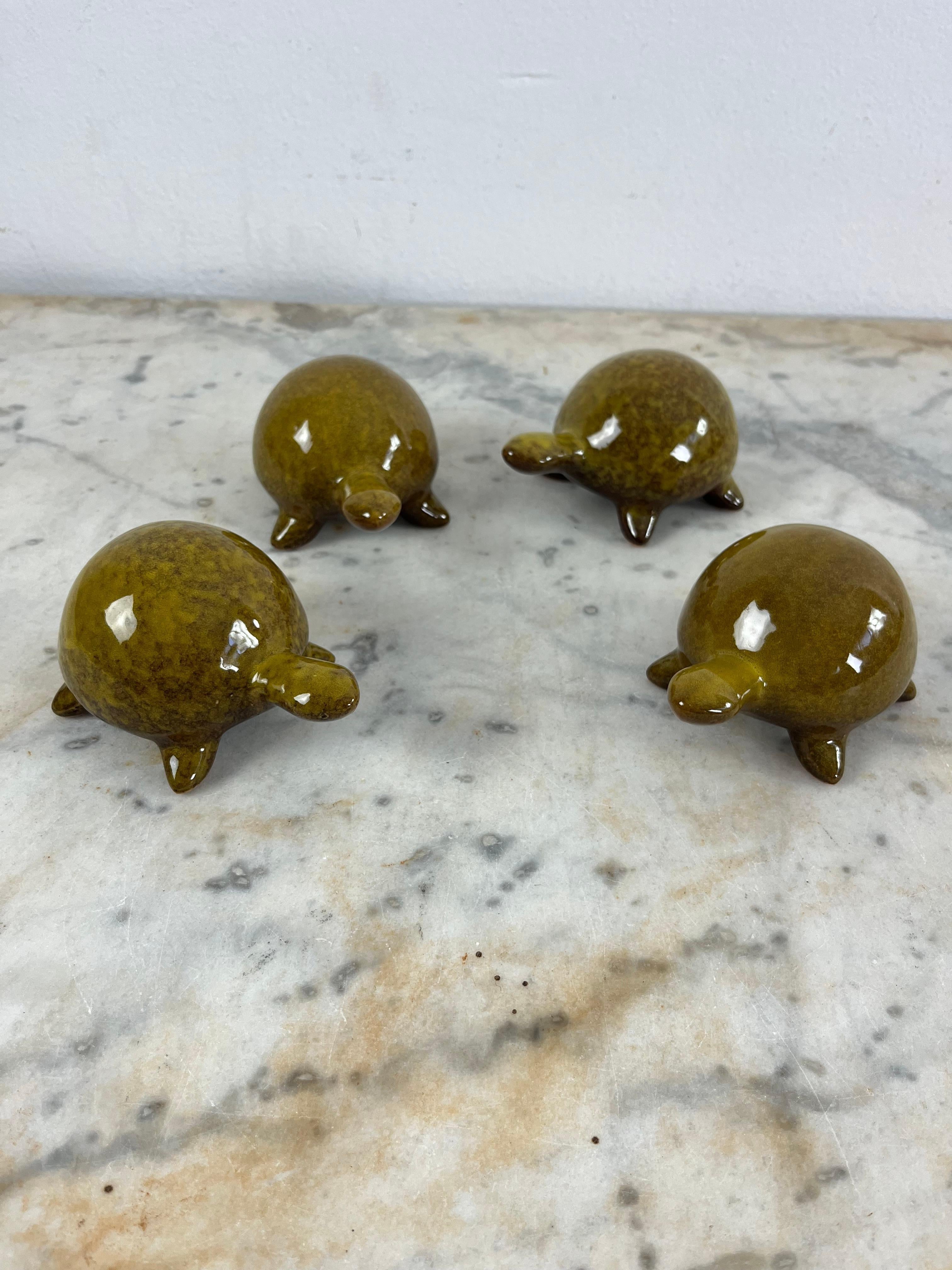 italien Ensemble de 4 tortues en céramique émaillée, 1970 en vente