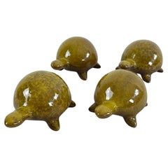 Set von 4 glasierten Keramikschildkröten, 1970er-Jahre