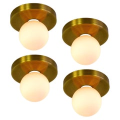 Set of 4 Globe Flush Mounts by Research.Lighting, Brushed Brass, Made to Order