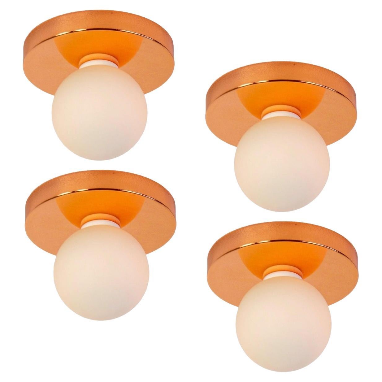 Set of 4 Globe Flush Mounts by Research.Lighting, Copper, Made to Order For Sale