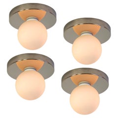 Set of 4 Globe Flush Mounts by Research.Lighting, Polished Nickel, Made to Order