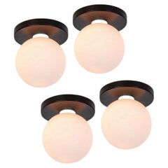 Juego de 4 Globe Flush Mounts, Research.Lighting, Negro, Cristal de 5 pulgadas, Hecho a medida