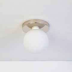 Juego de 4 Globe Flush Mounts, Research.Lighting, Níquel, Cristal de 5 pulgadas, Hecho a medida