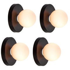 Set of 4 Globe Sconces by Research.Lighting, Black, Made to Order