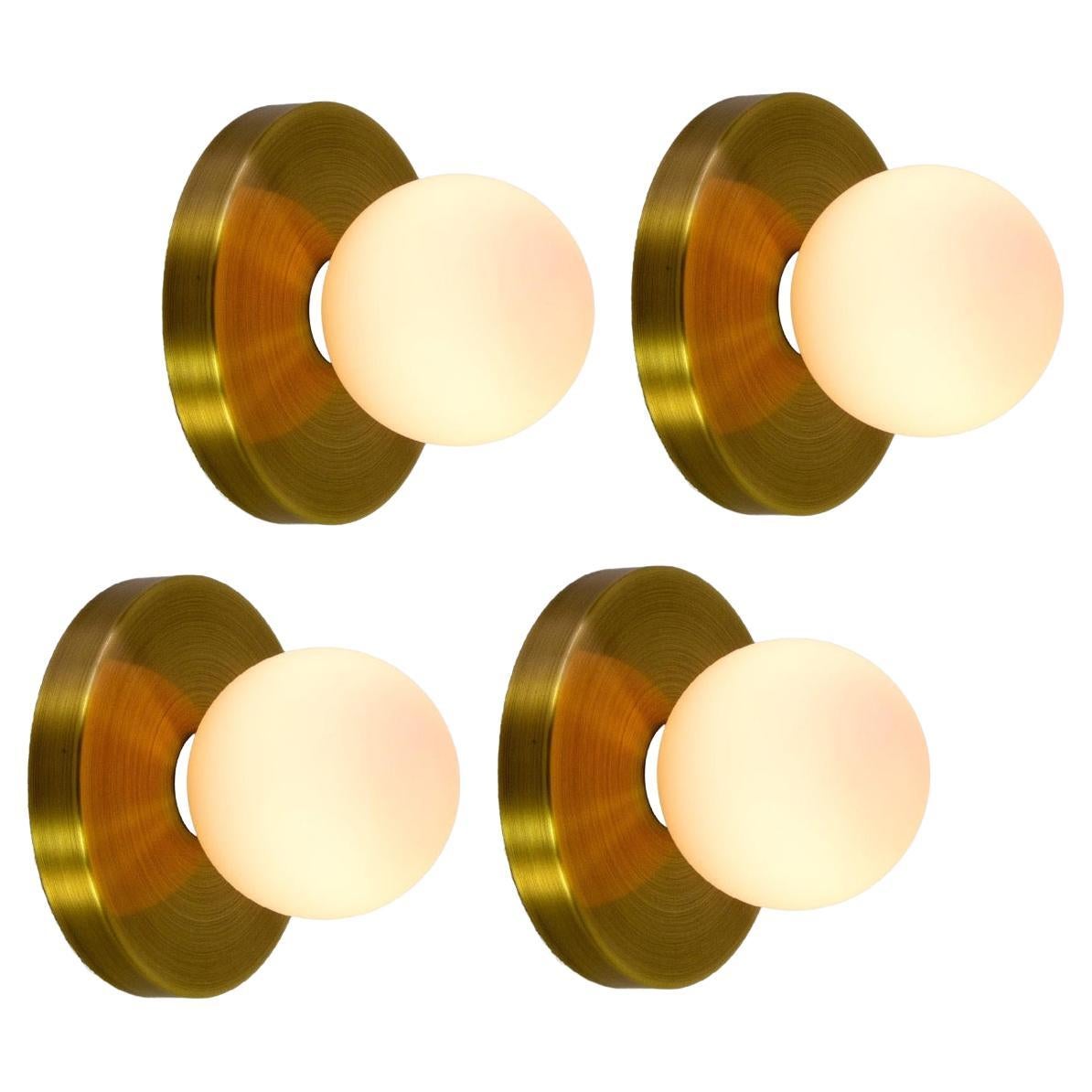 Set of 4 Globe Sconces by Research.Lighting, Brushed Brass, Made to Order For Sale