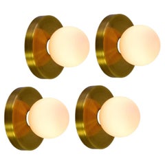 Set of 4 Globe Sconces by Research.Lighting, Brushed Brass, Made to Order