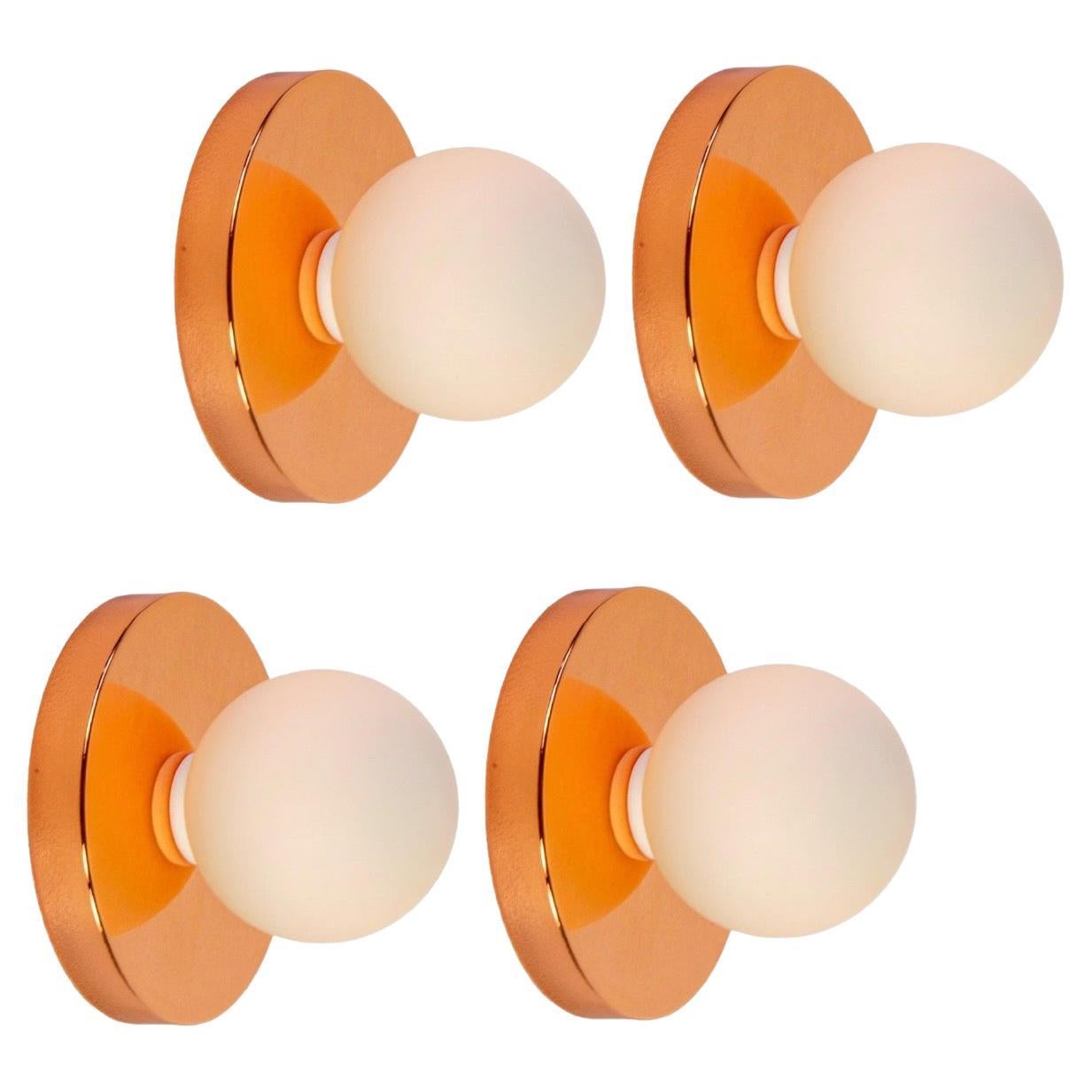Set of 4 Globe Sconces by Research.Lighting, Copper, Made to Order For Sale