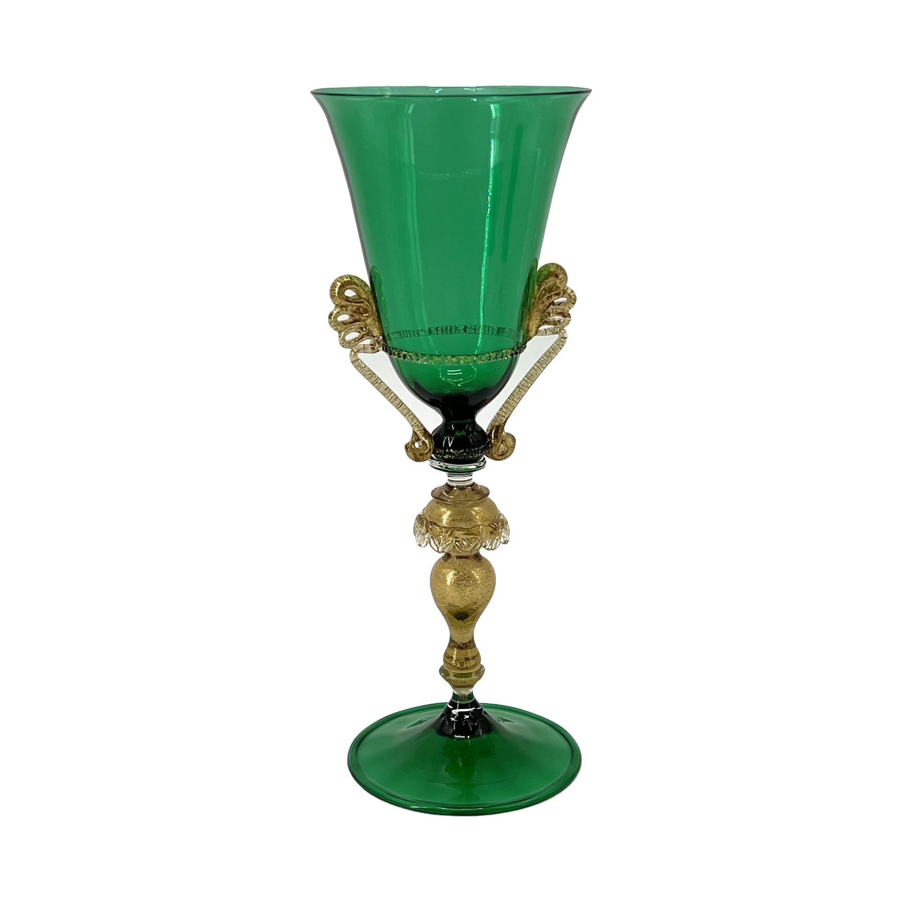 Set von 4 Goblets, handgefertigt aus Murano-Kunstglas, Sammlerstück und selten (Barock) im Angebot