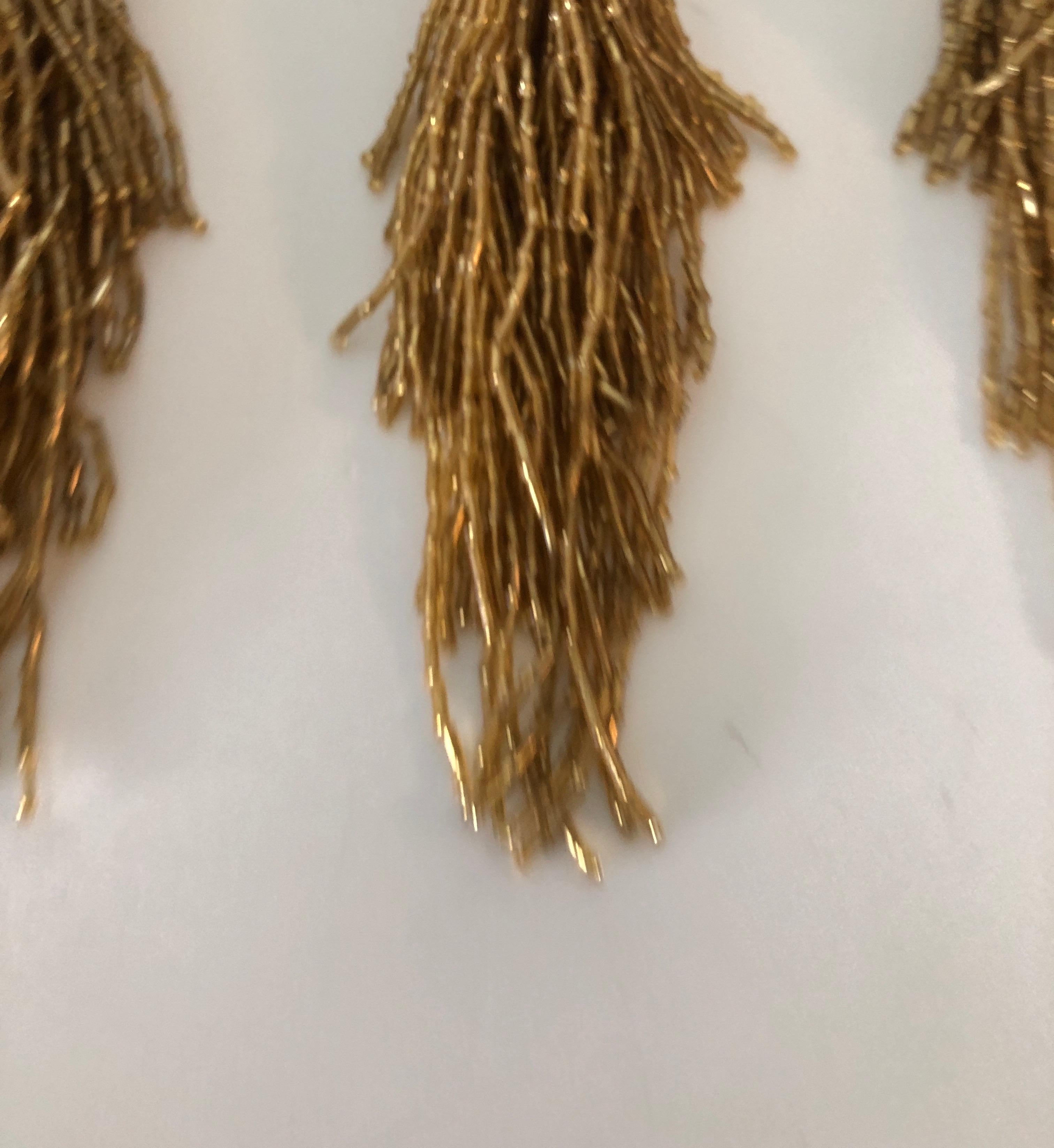 Machine-Made Set of '4' Gold Beads Holiday Tassels with a Faux Suede Hanger