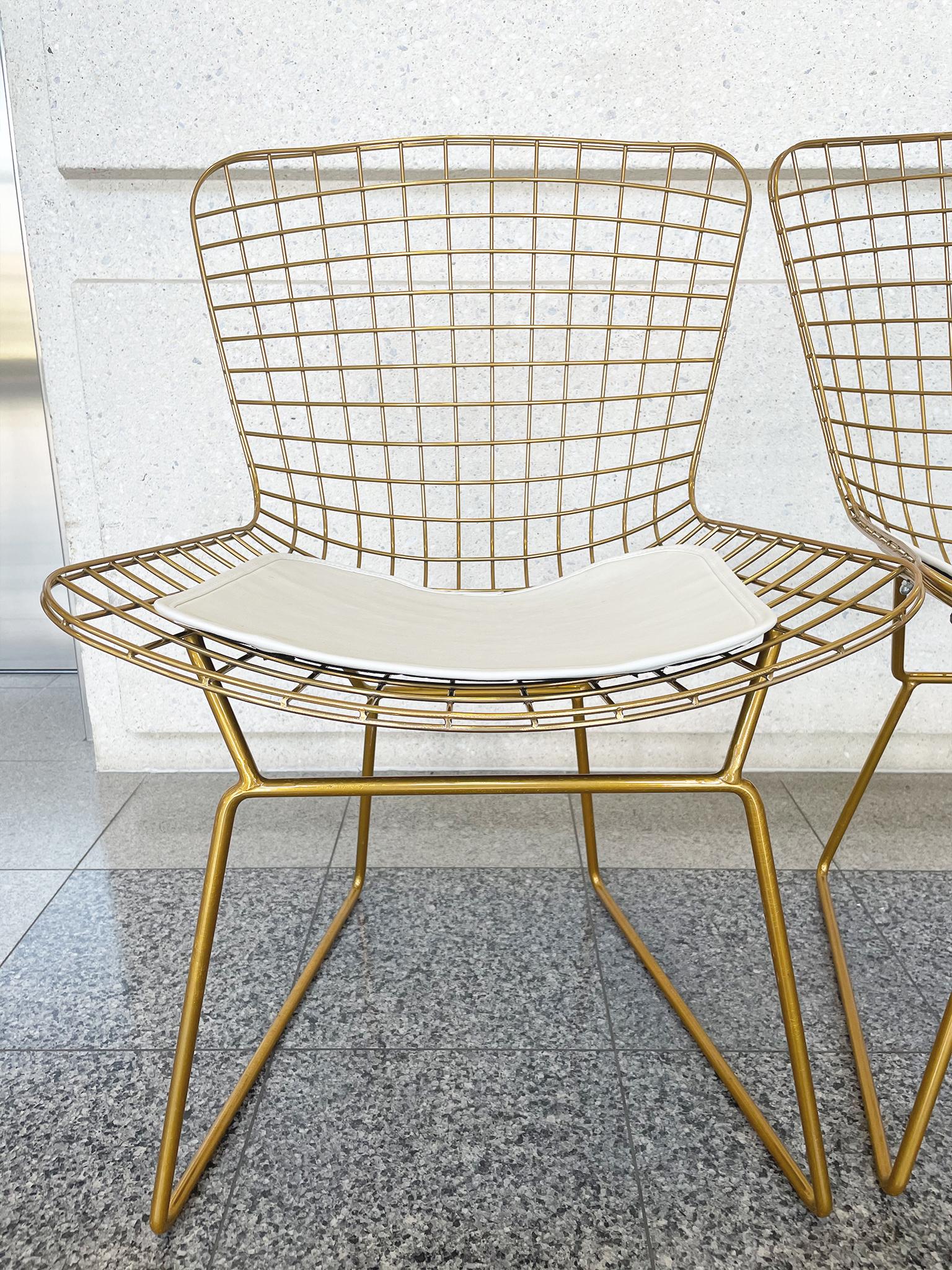 Set of 4 Gold Chrome Side Chairs in the Style of Harry Bertoia 6