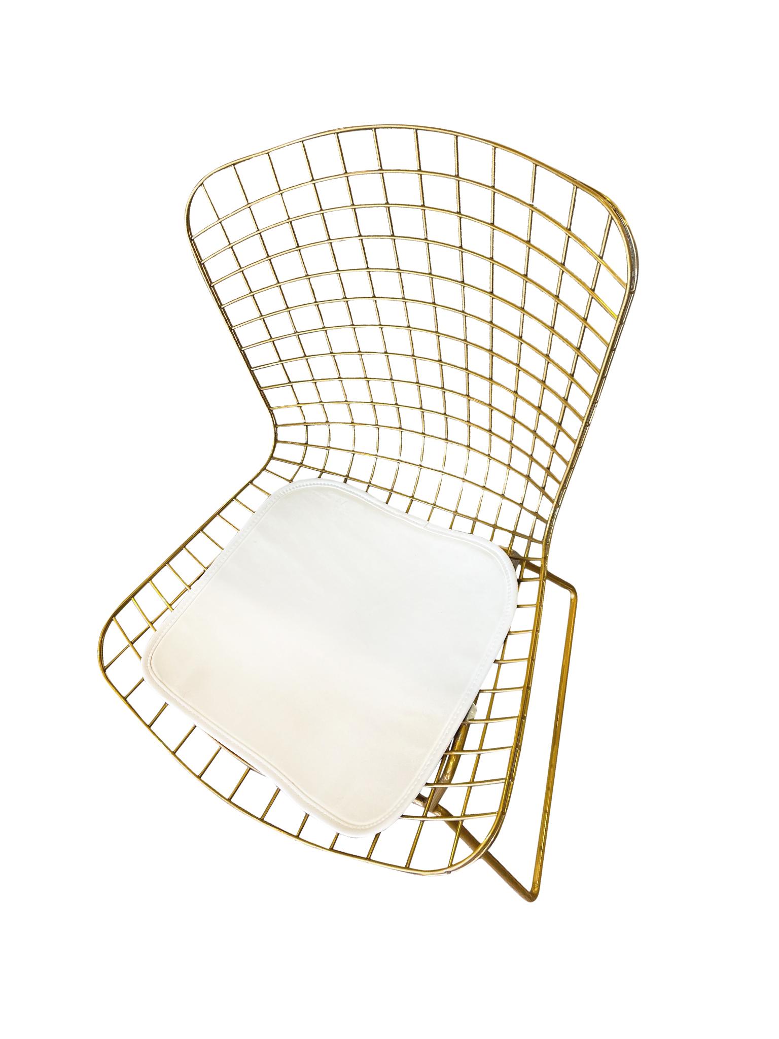 Set of 4 Gold Chrome Side Chairs in the Style of Harry Bertoia 2