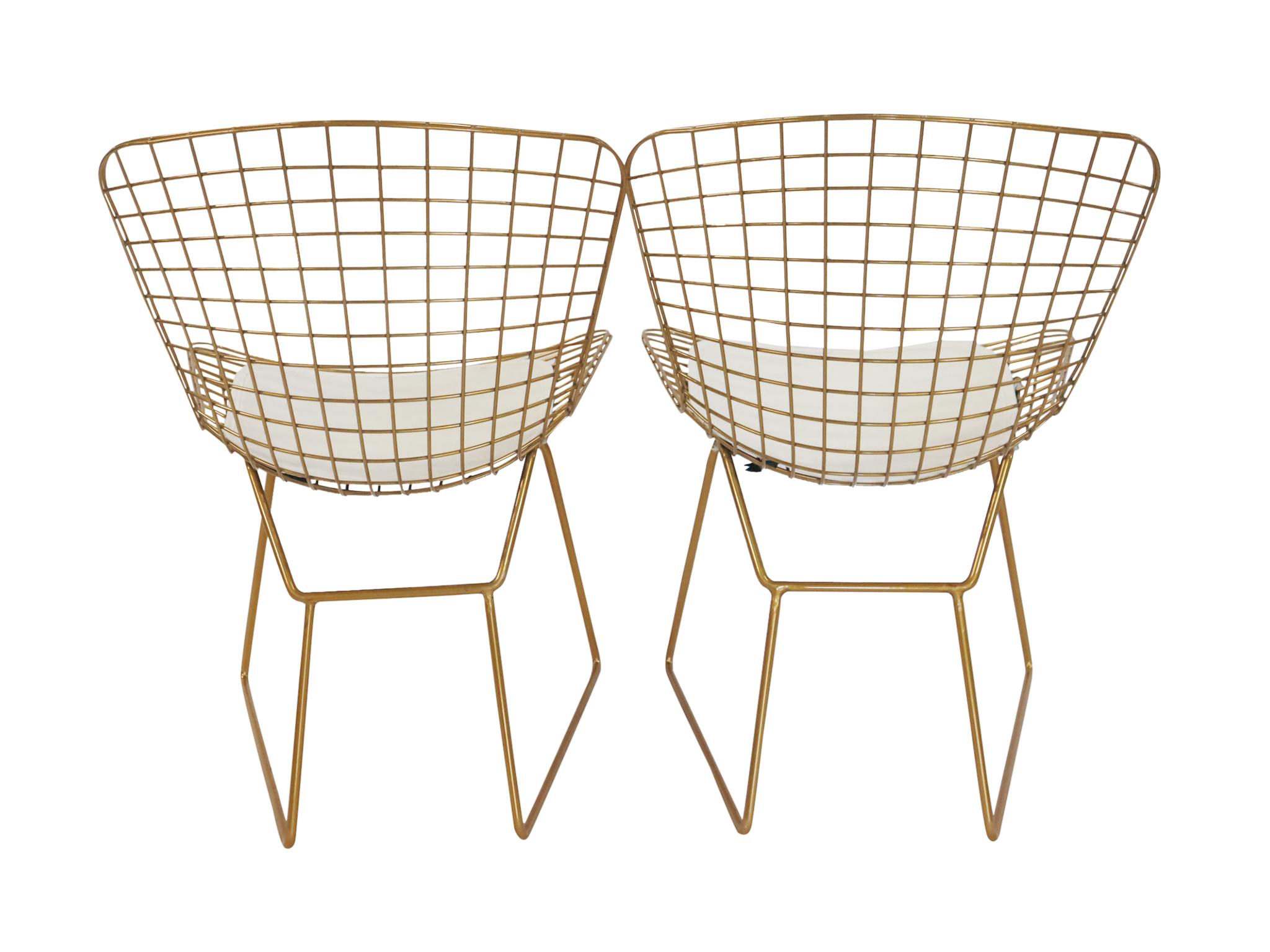 Set of 4 Gold Chrome Side Chairs in the Style of Harry Bertoia 3