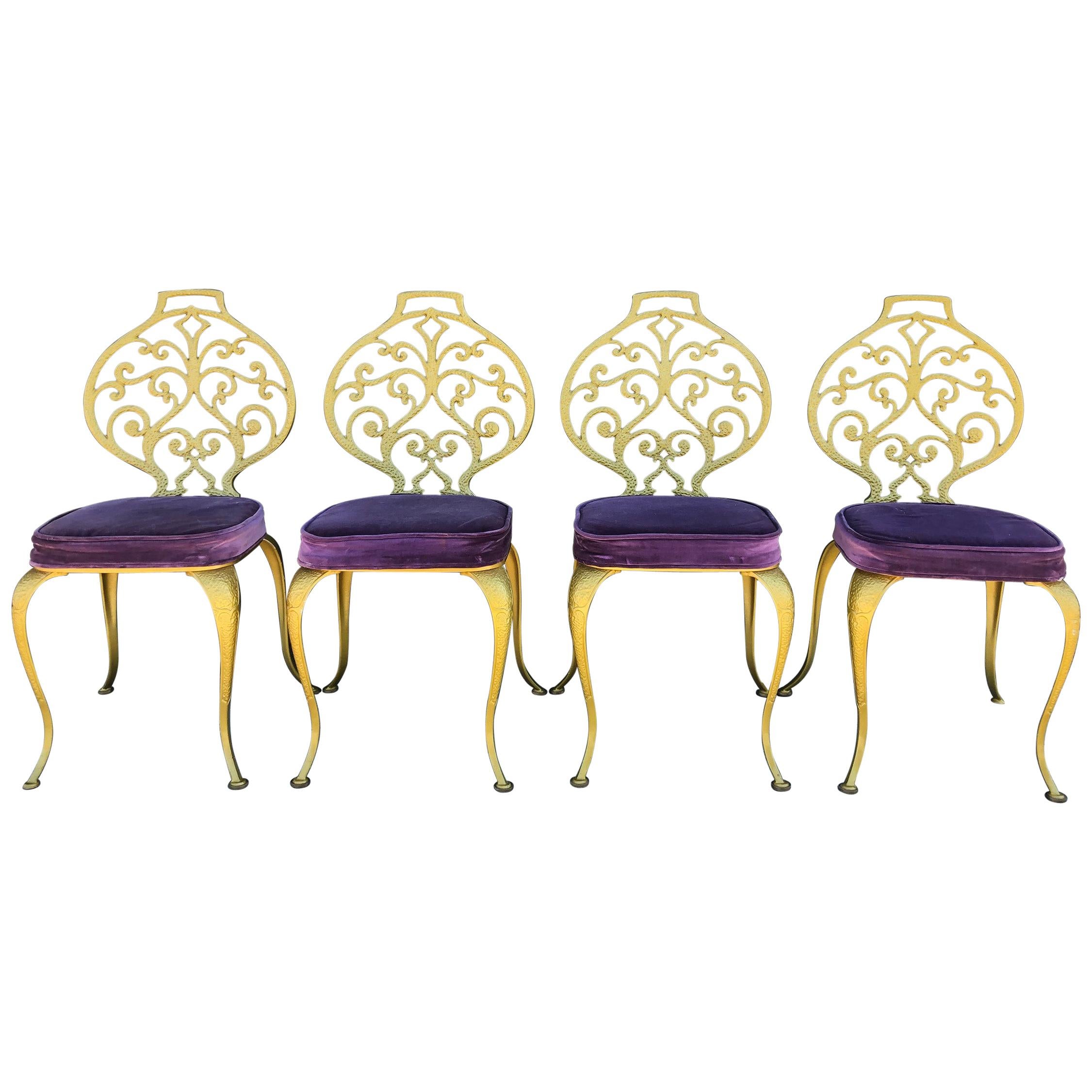 Set of 4 Gold Leafed Thinline Mfg Dining Chairs
