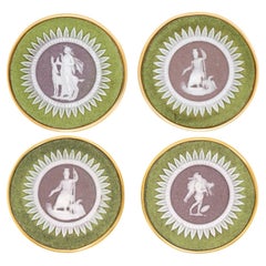 Antique Set of 4 Gold Mounted Wedgwood Buttons