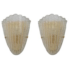 Set of 4 Gold Murano Glass Shell Sconces