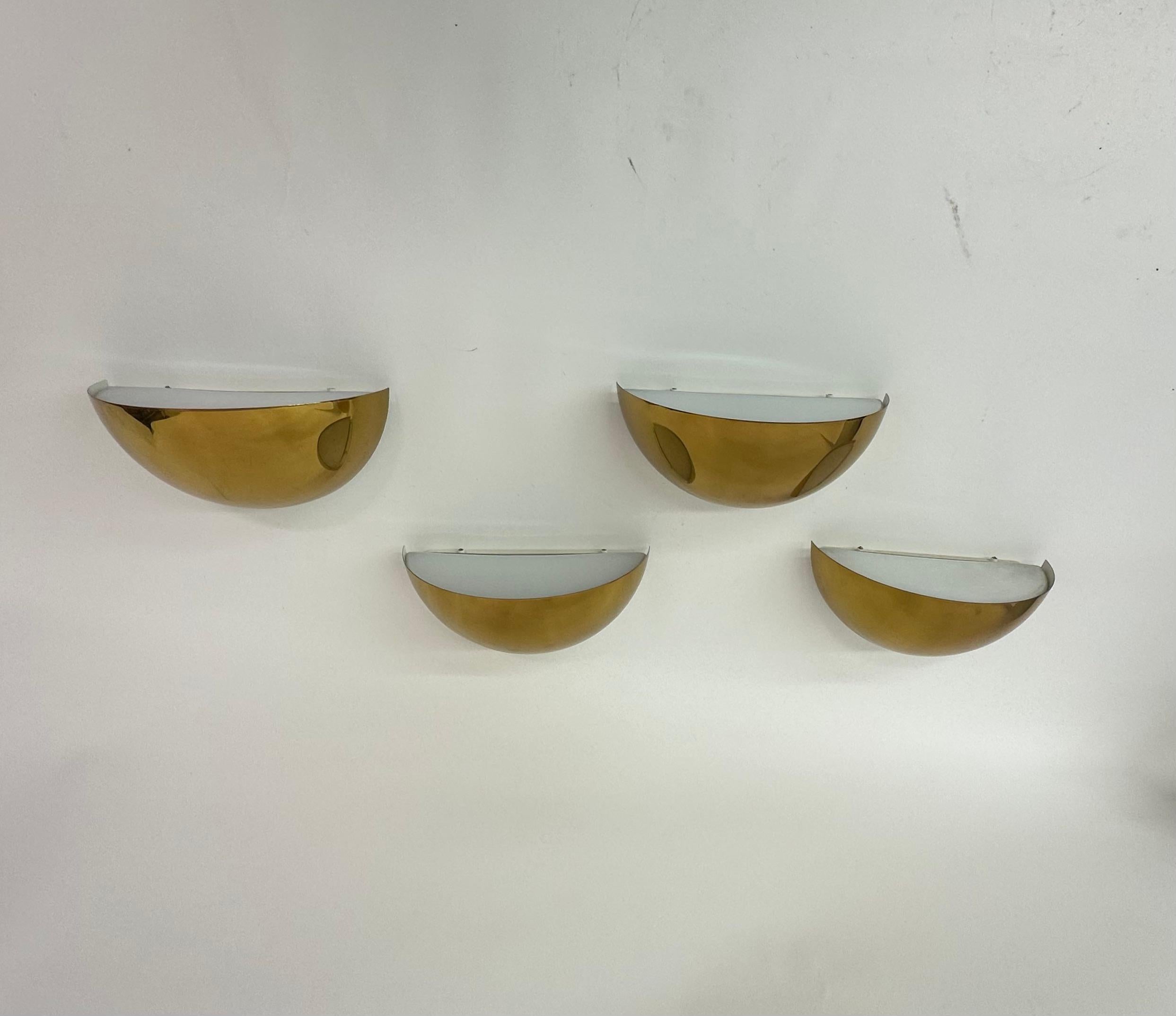 Set of 4 golden wall lamps by Limburg Glashütte , 1970’s Germany For Sale 4