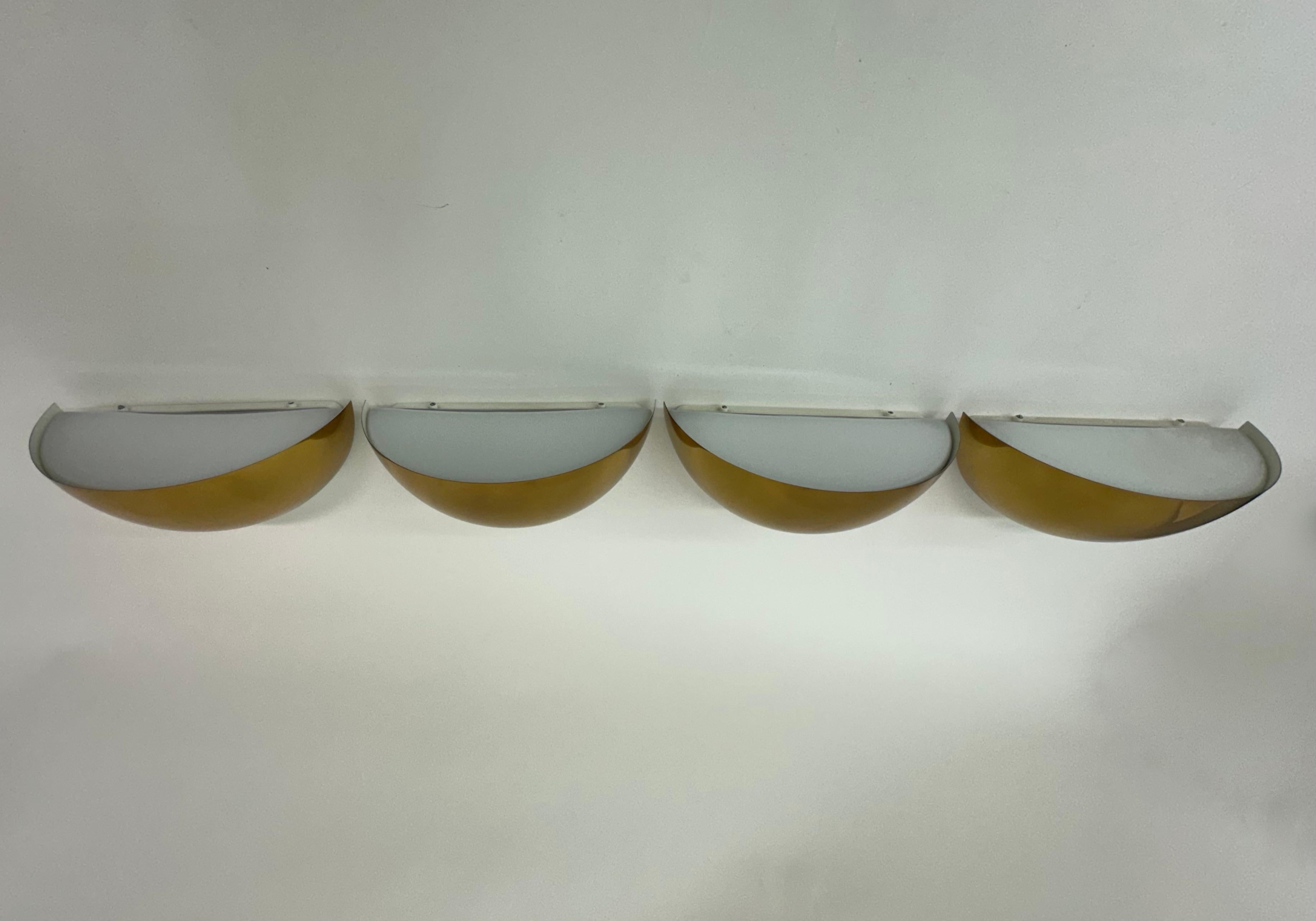 Set of 4 golden wall lamps by Limburg Glashütte , 1970’s Germany For Sale 5