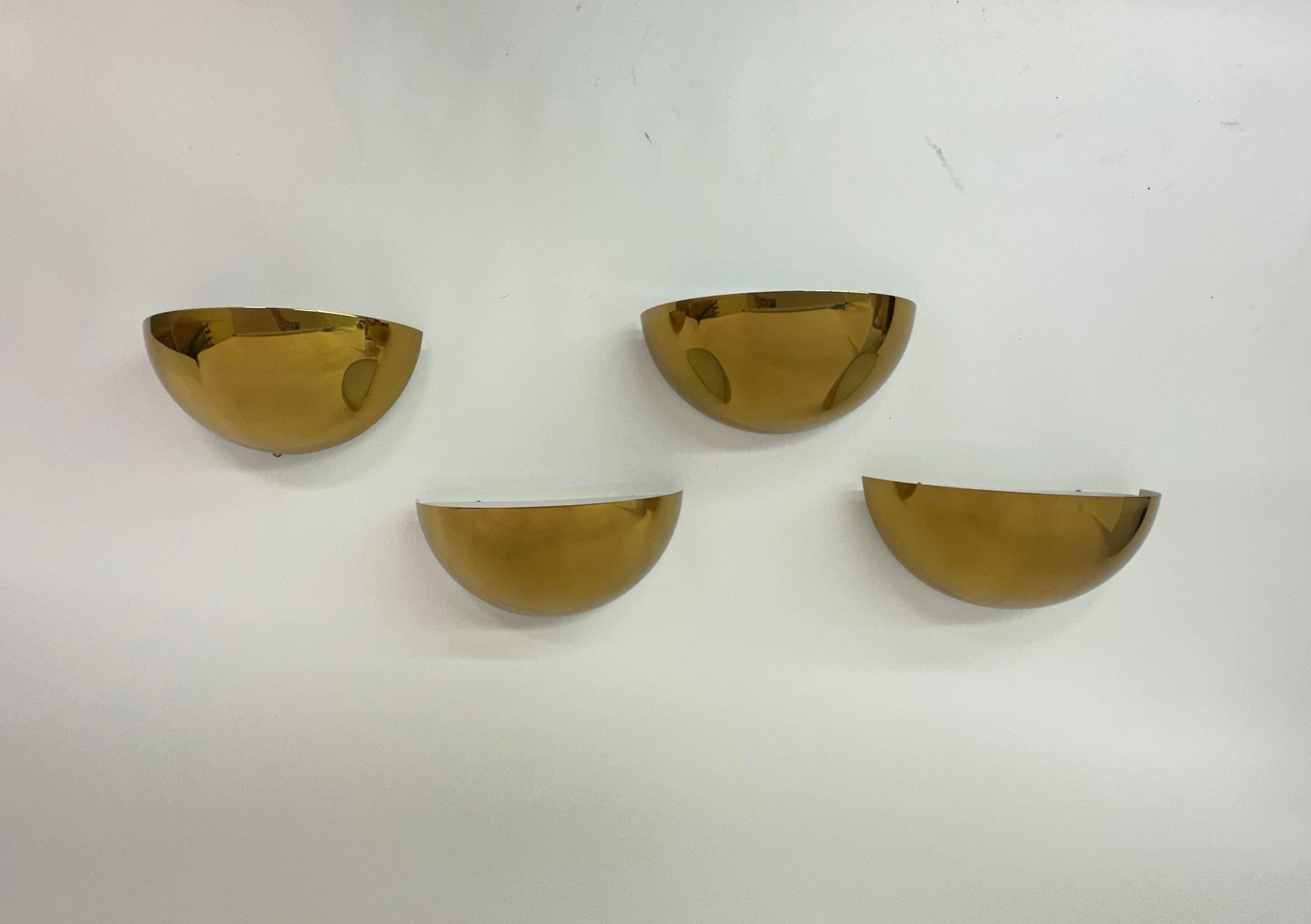 Set of 4 golden wall lamps by Limburg Glashütte , 1970’s Germany For Sale 6