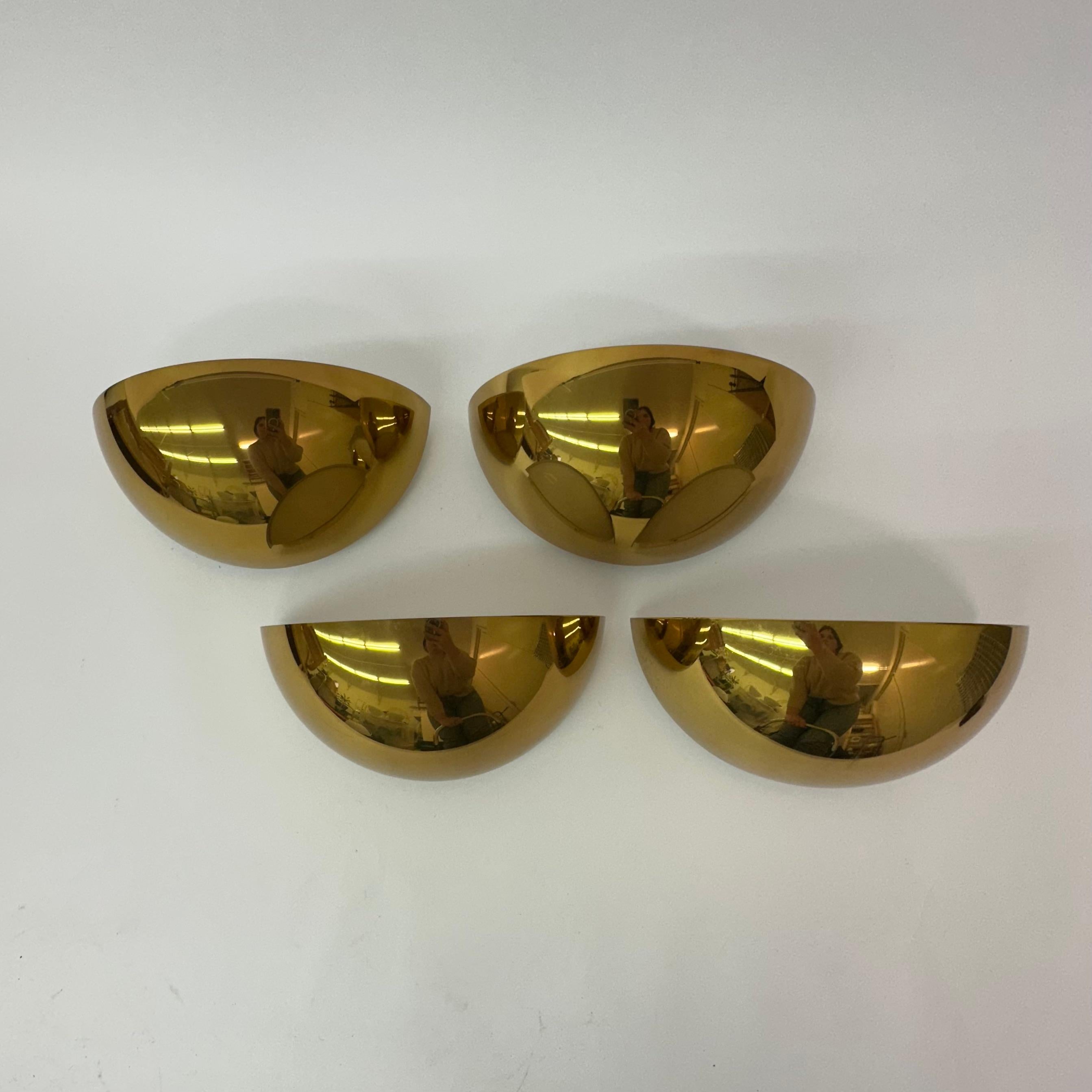 Mid-Century Modern Set of 4 golden wall lamps by Limburg Glashütte , 1970’s Germany For Sale