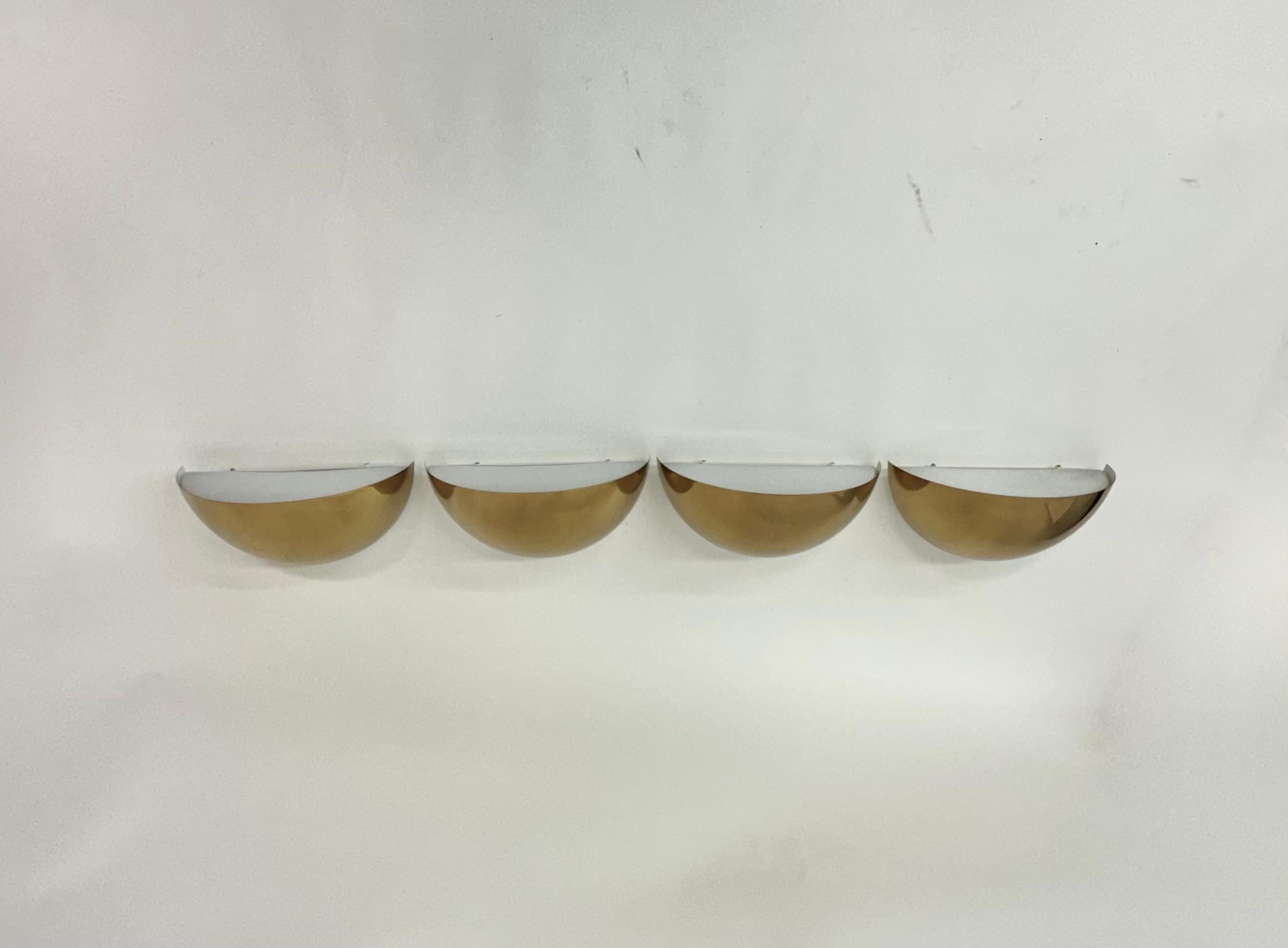 Late 20th Century Set of 4 golden wall lamps by Limburg Glashütte , 1970’s Germany For Sale