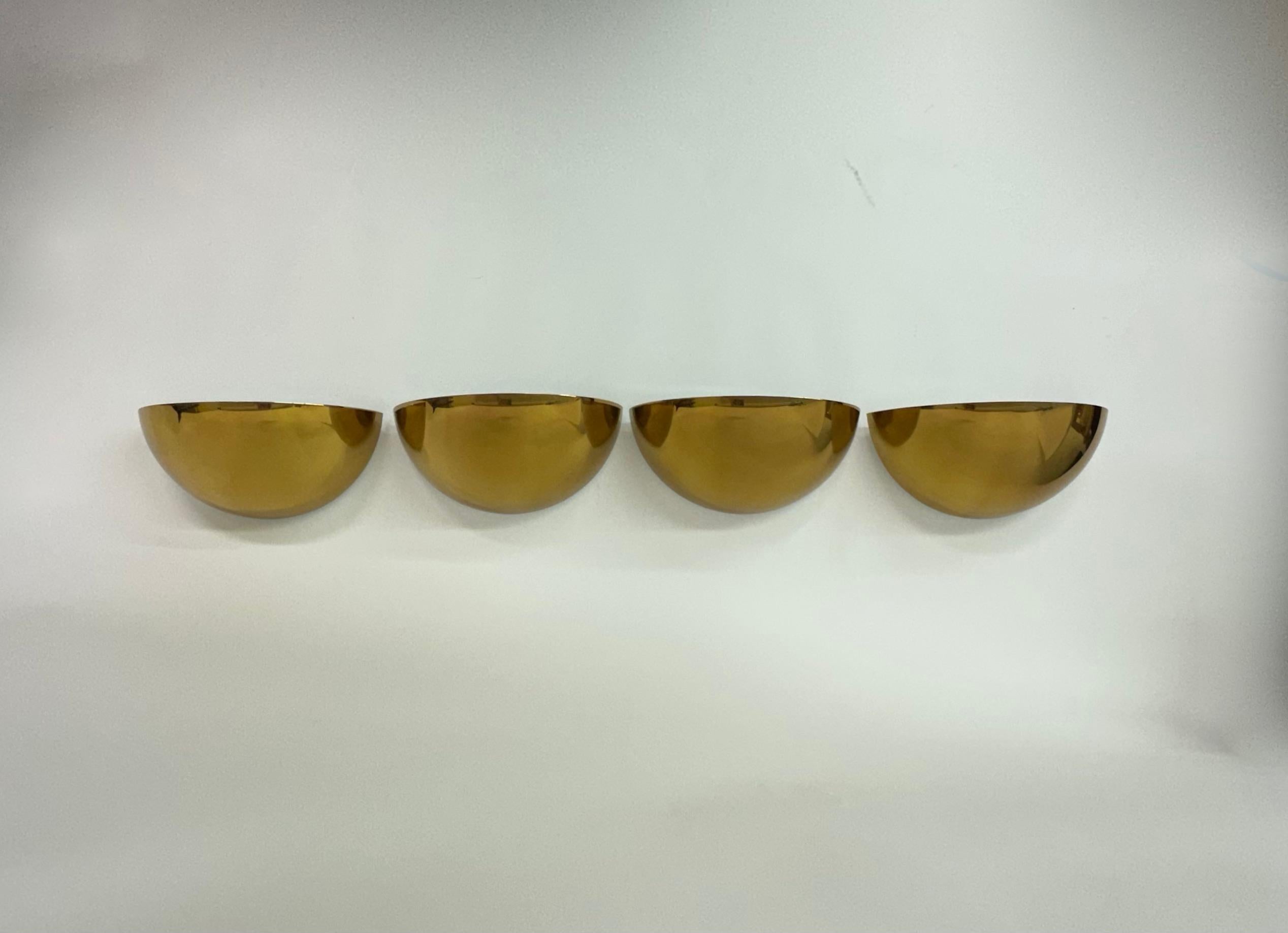Set of 4 golden wall lamps by Limburg Glashütte , 1970’s Germany For Sale 1