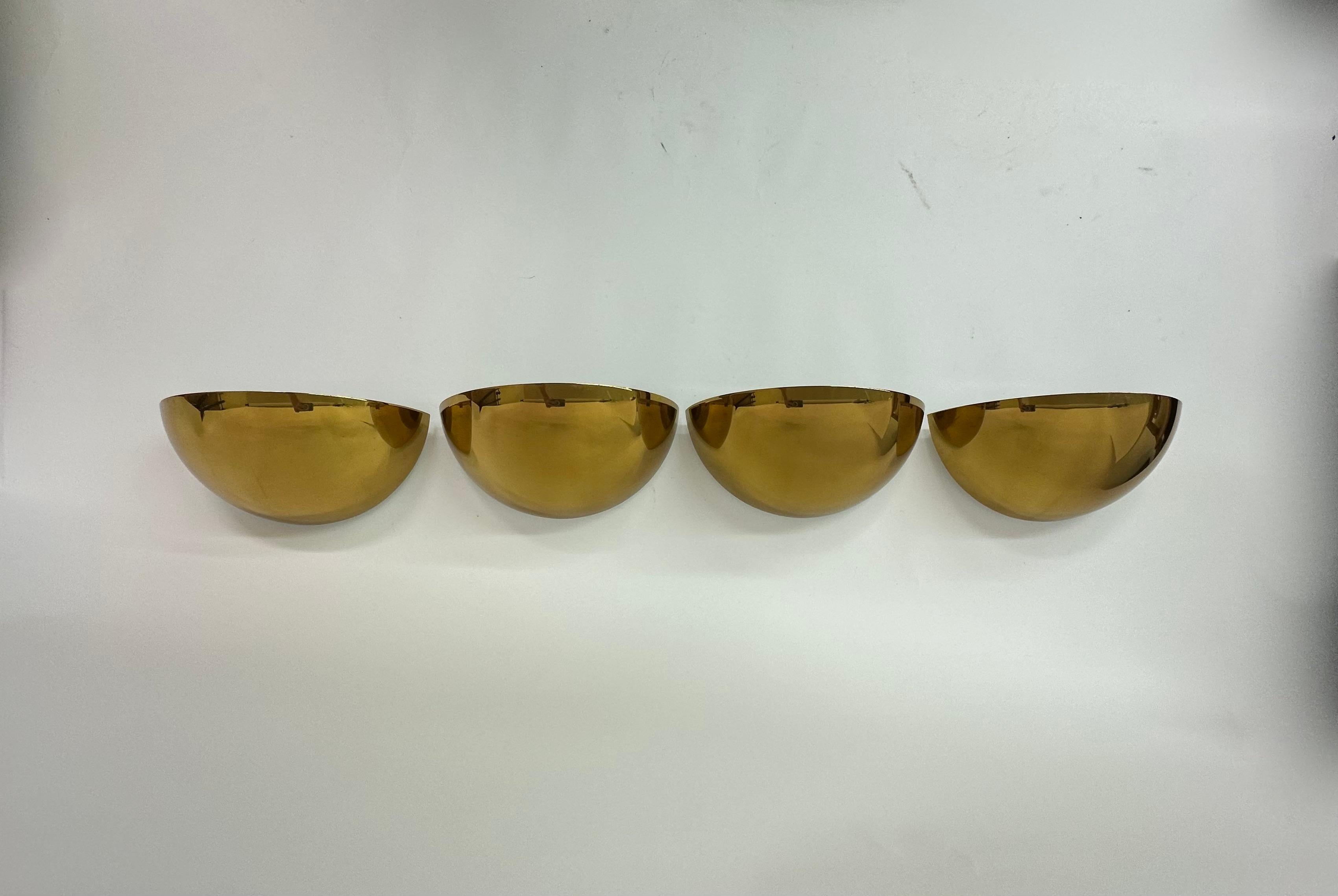 Set of 4 golden wall lamps by Limburg Glashütte , 1970’s Germany For Sale 2