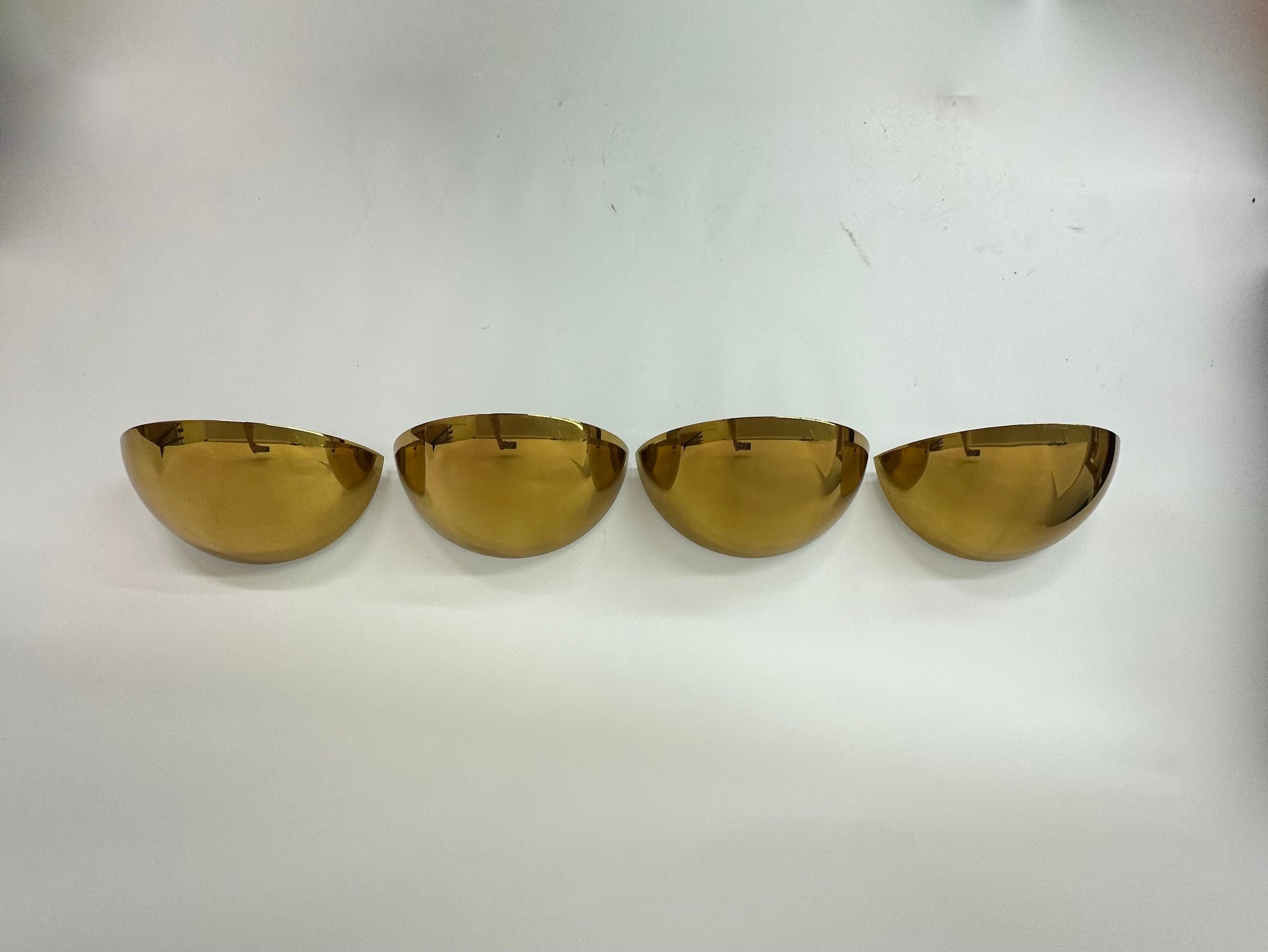 Set of 4 golden wall lamps by Limburg Glashütte , 1970’s Germany For Sale 3