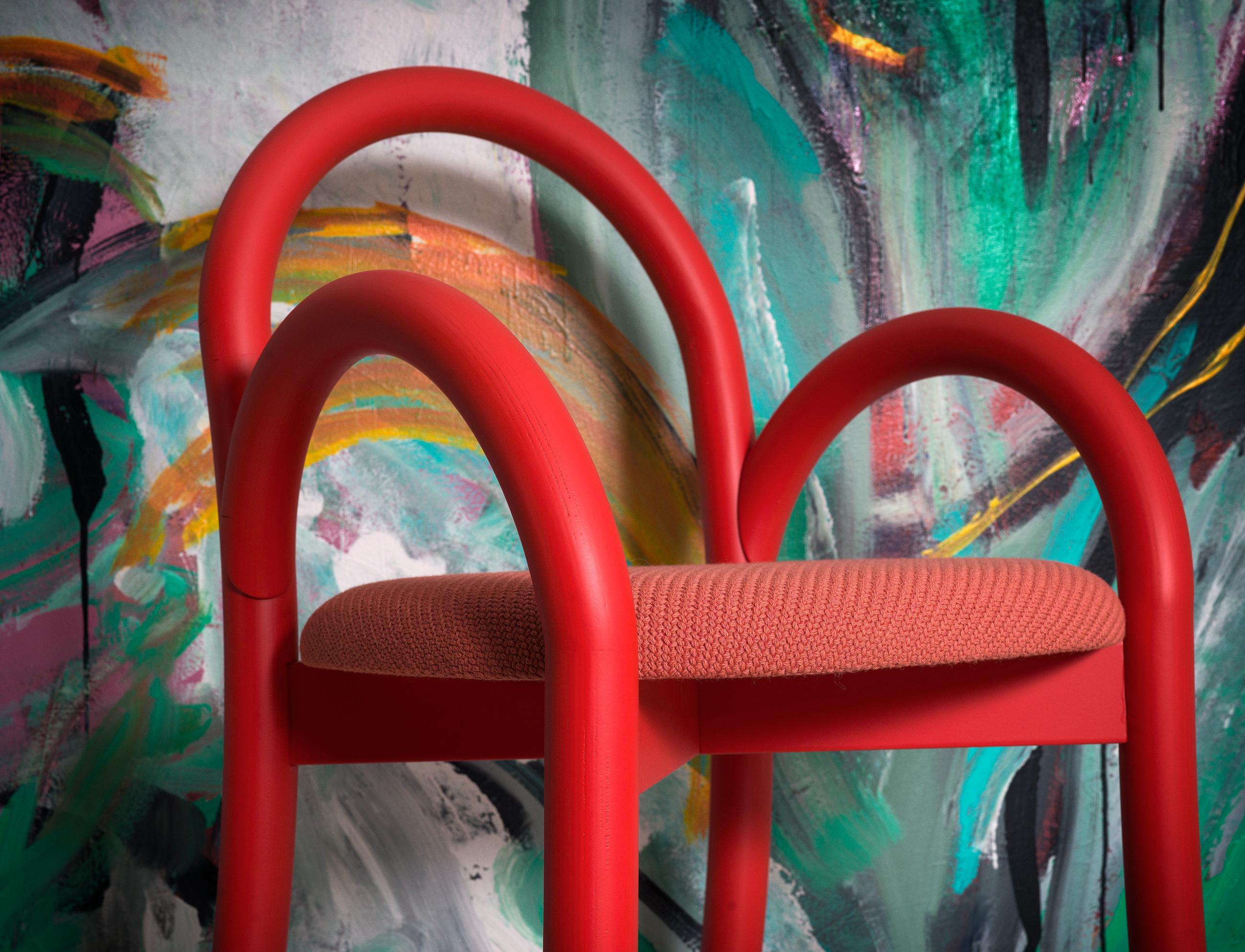 Set di 4 poltrone Goma, rosso di Made by Choice in vendita 1